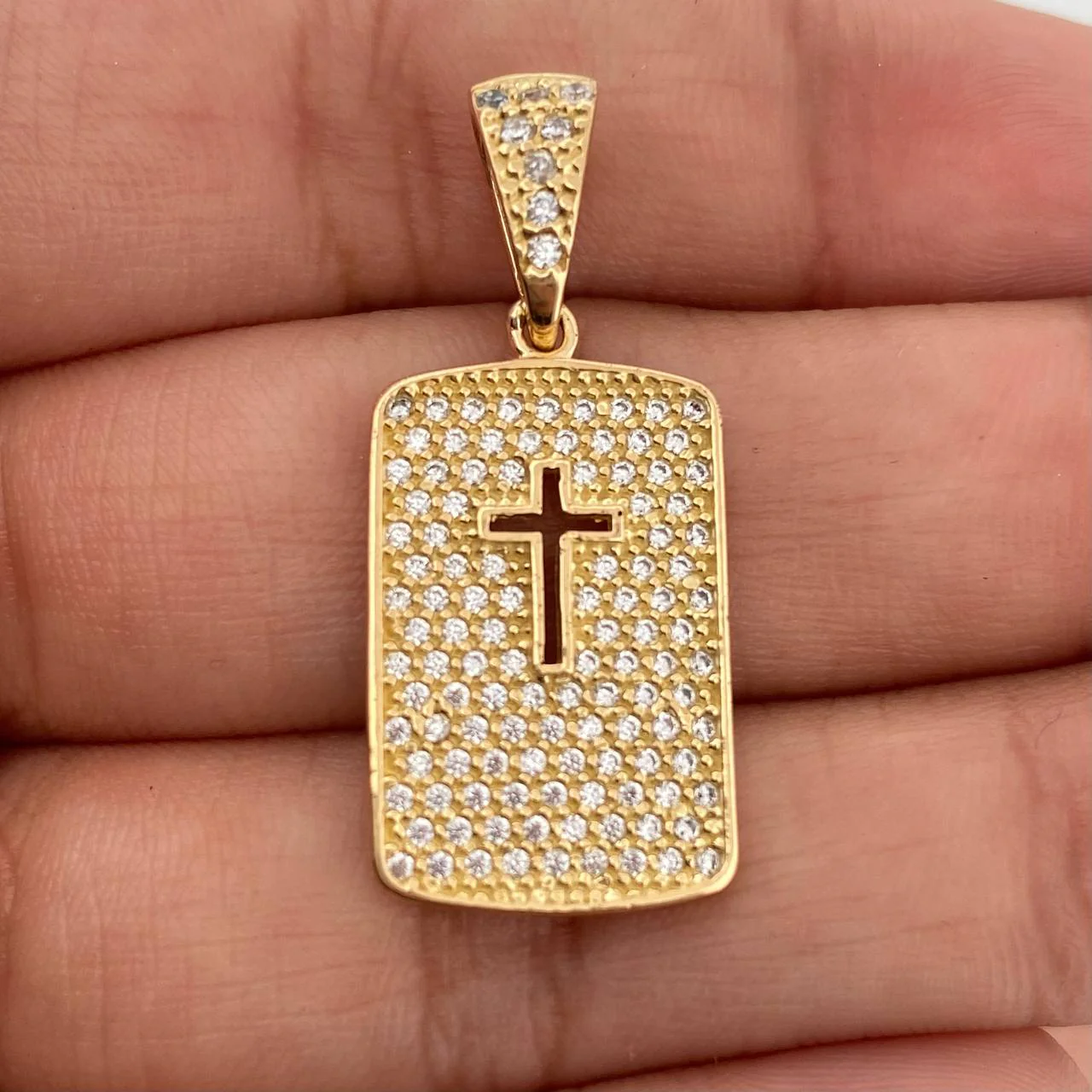 Dije Placa Cruz 3.35gr / 3.1cm / Oro Amarillo 18K & - Image 4