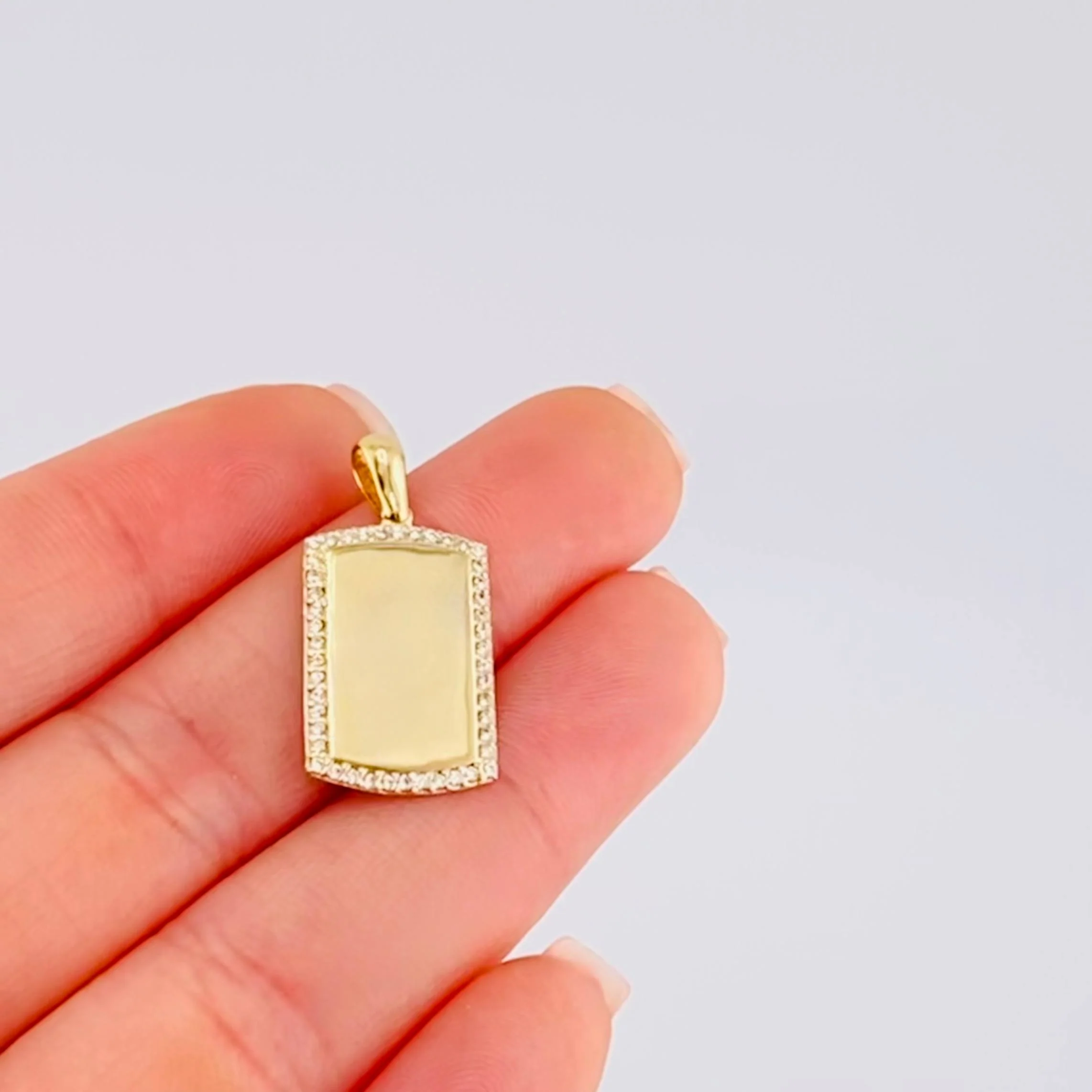 Dije Placa Rectangular Ovalada 2.5gr / 2.8cm / Oro Amarillo 18K * - Image 5
