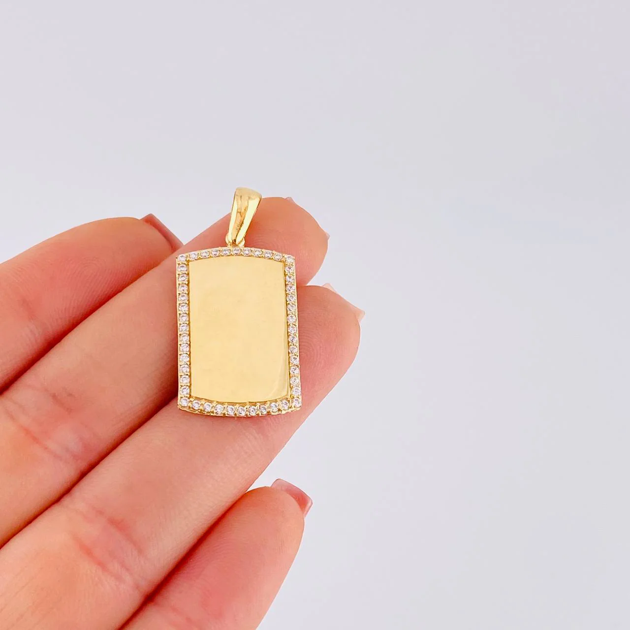 Dije Placa rectangular Ovalada 3.9g / 3.1cm Oro Amarillo 18K - Image 4