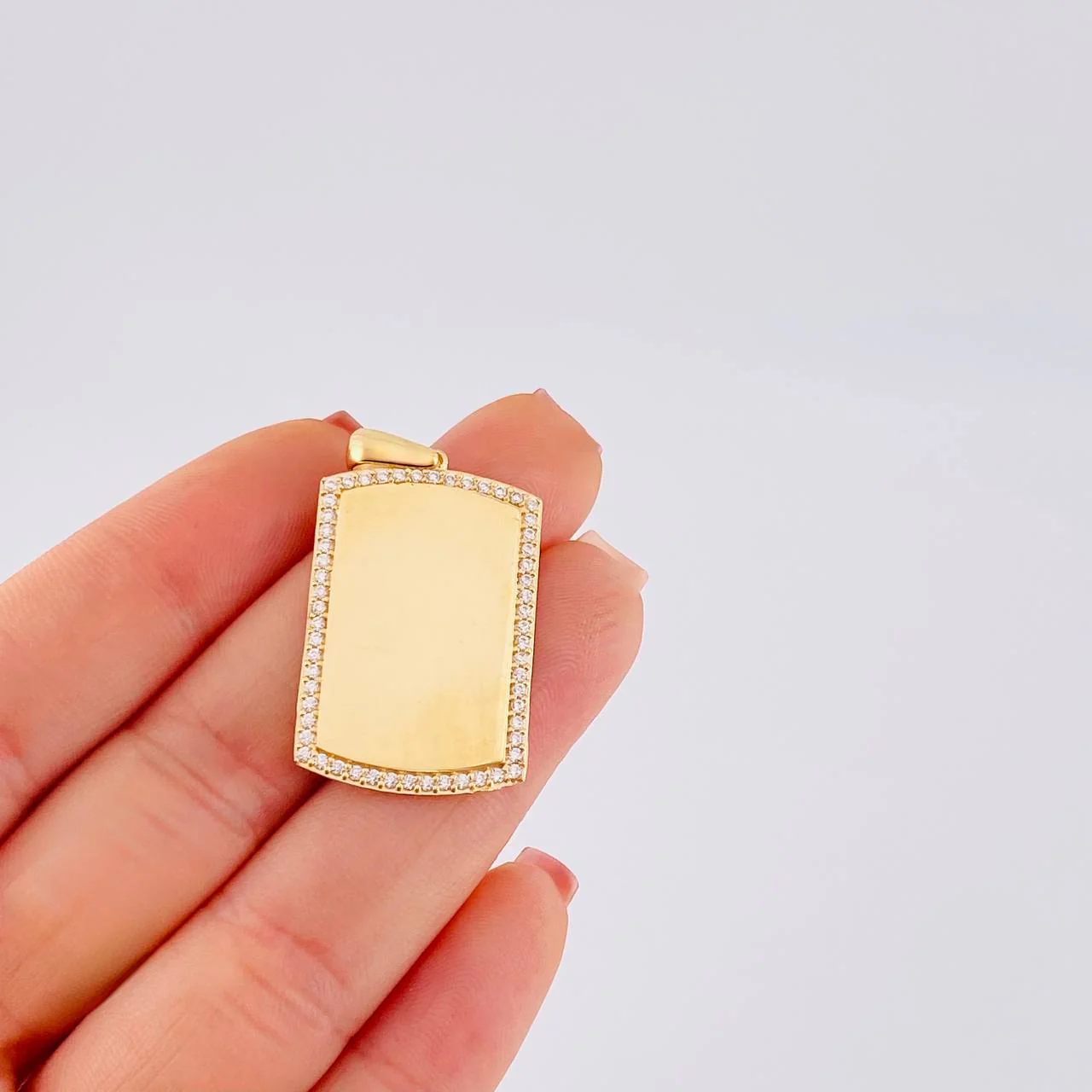 Dije Placa Rectangular Ovalada 5.1 g / 3.7 cm Oro Amarillo 18K - Image 5