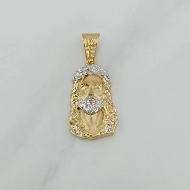 Dije Rostro Cristo 3.55 g / 2.8 cm Dos Oros Amarillo Blanco 18K - Image 2
