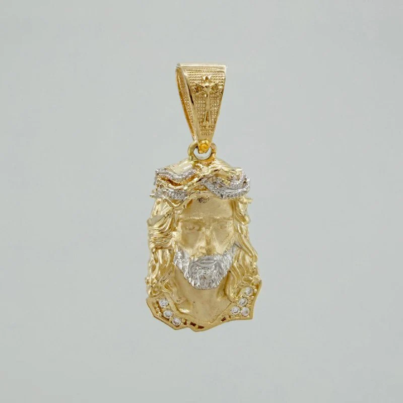 Dije Rostro Cristo 3.65 g / 2.9 cm Dos Oros Amarillo Blanco 18K