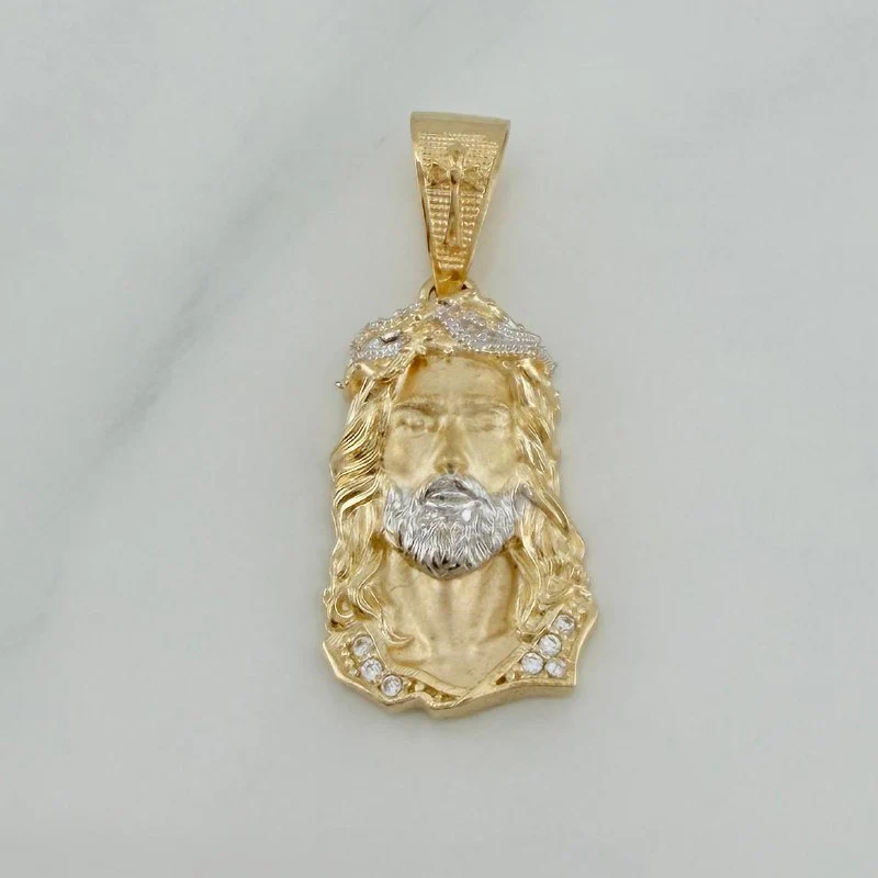 Dije Rostro Cristo 3.8 g / 3 cm Dos Oros Amarillo Blanco 18K - Image 2