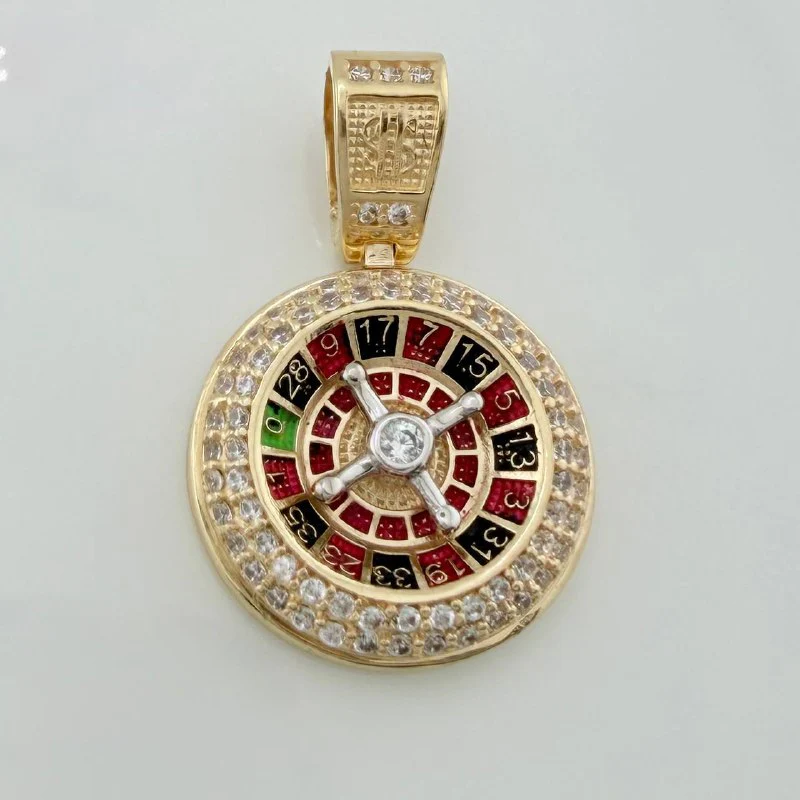 Dije Ruleta Casino Movil 4.55 g / 2.5 cm Dos Oros Amarillo Blanco 18K - Image 2