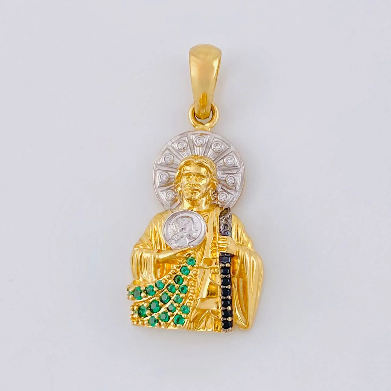 Dije San Judas Tadeo 5.85 g / 3.4 cm Dos Oros Amarillo Blanco 18K