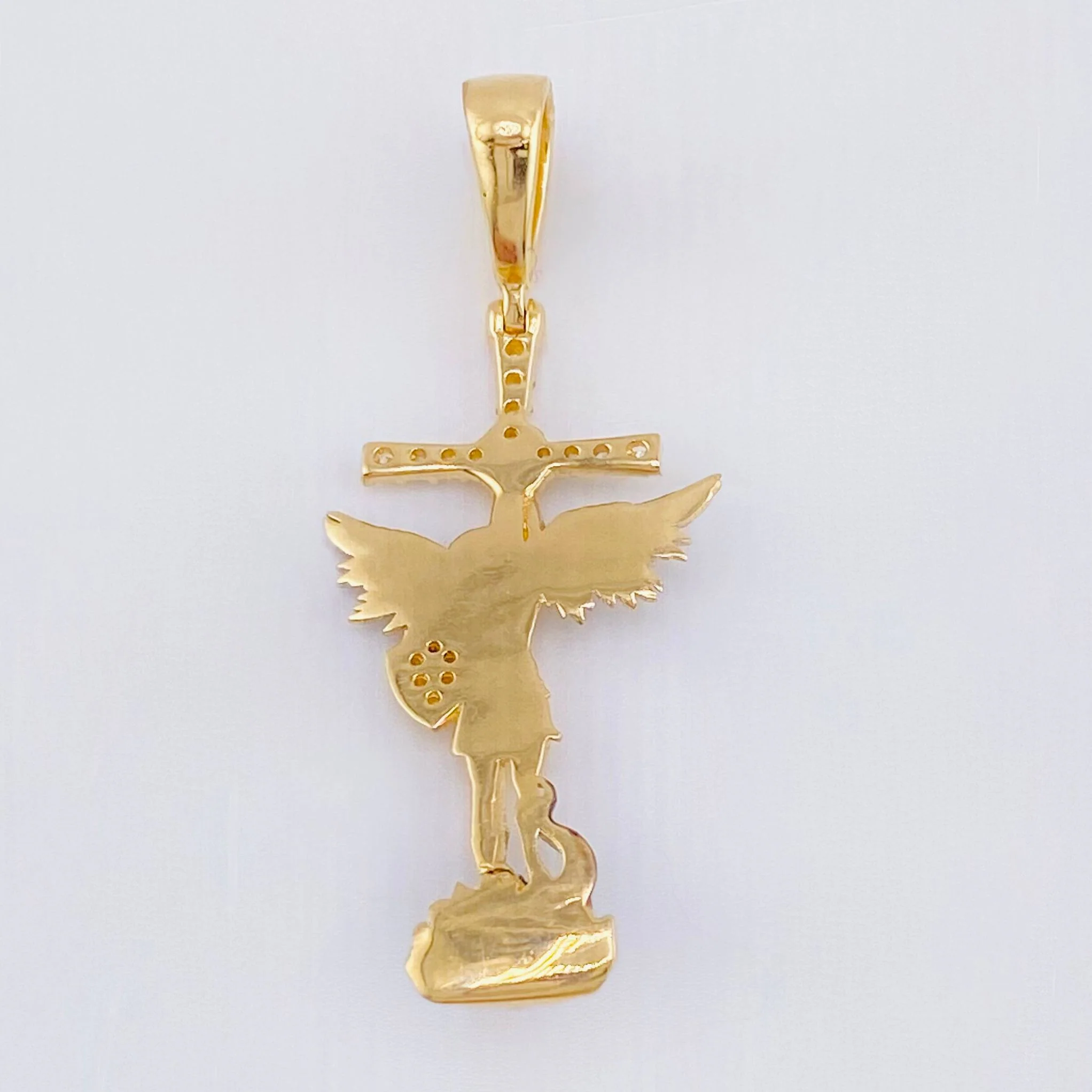 Dije San Miguel Arcangel 3.35gr / 4cm / Dos Oros Amarillo Blanco 18K * - Image 4