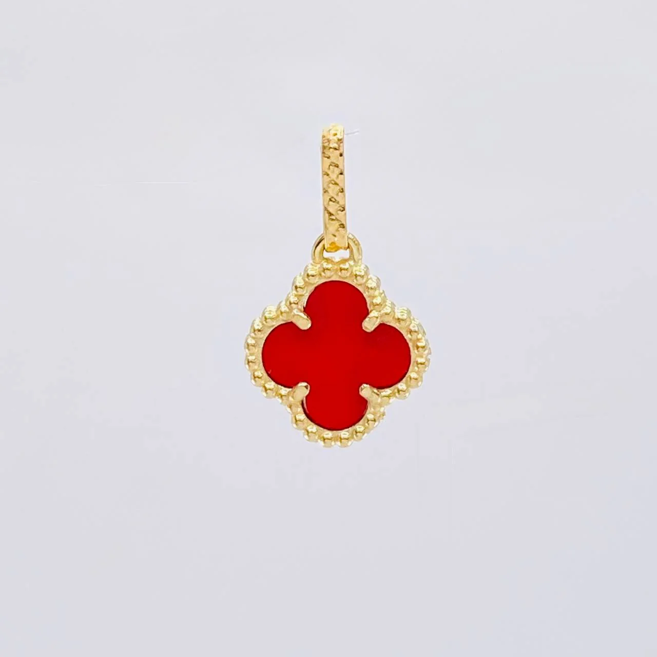 Dije Trebol Agata Roja 1.25 g / 2.8 cm Oro Amarillo 18K - Image 4