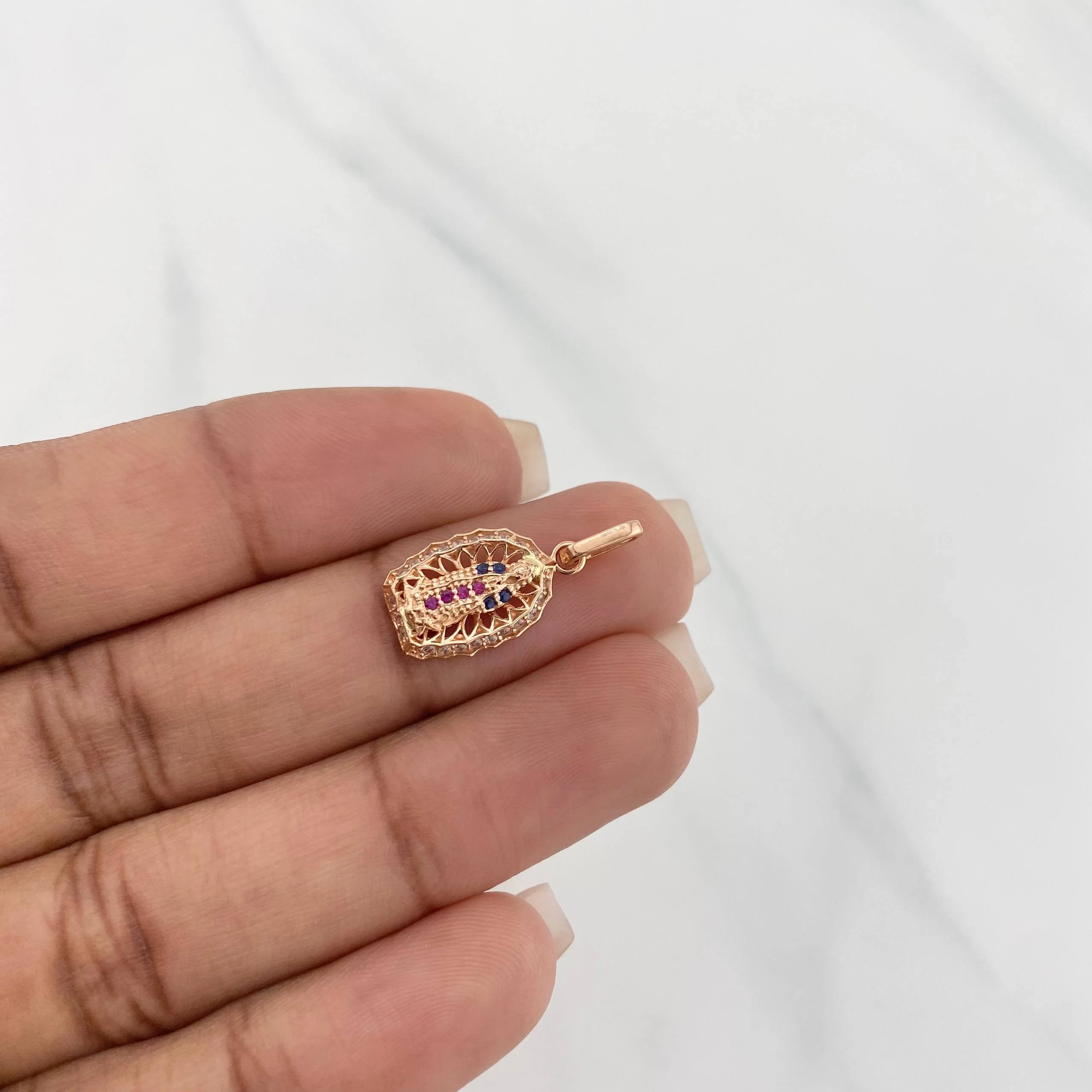 Dije Virgen de Guadalupe 1.45g / 2cm Oro Rosa 18K - Image 4