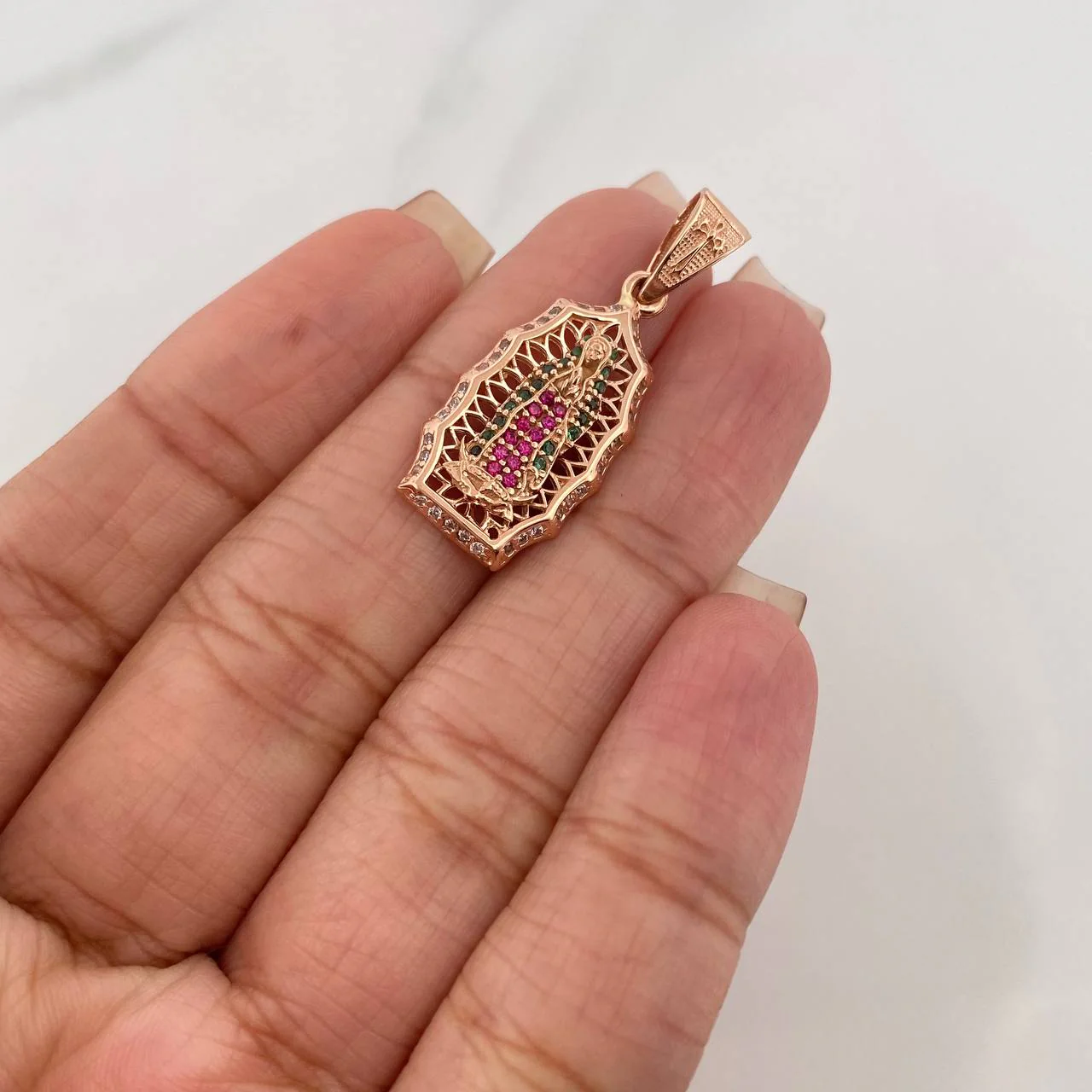 Dije Virgen Guadalupe 3.2 g / 3.2 cm Oro Rosa 18K - Image 4