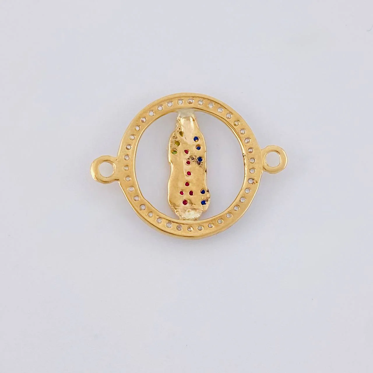 Herraje Circulo virgen de guadalupe 1.35g / 2.2cm Dos Oros Amarillo Blanco 18K - Image 3
