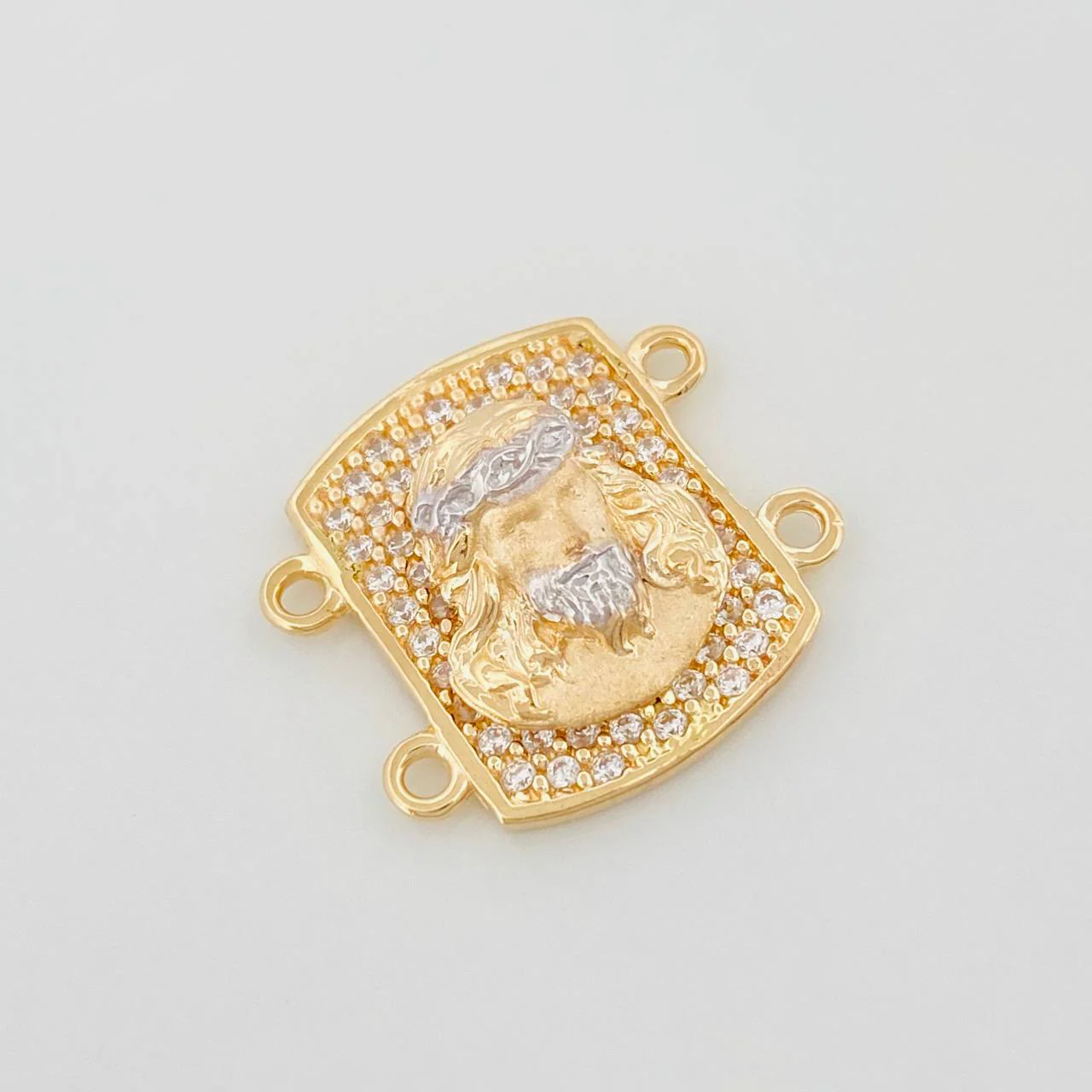 Herraje Cristo 2.75 g / 1.5 cm Dos Oros Amarillo Blanco 18K - Image 3