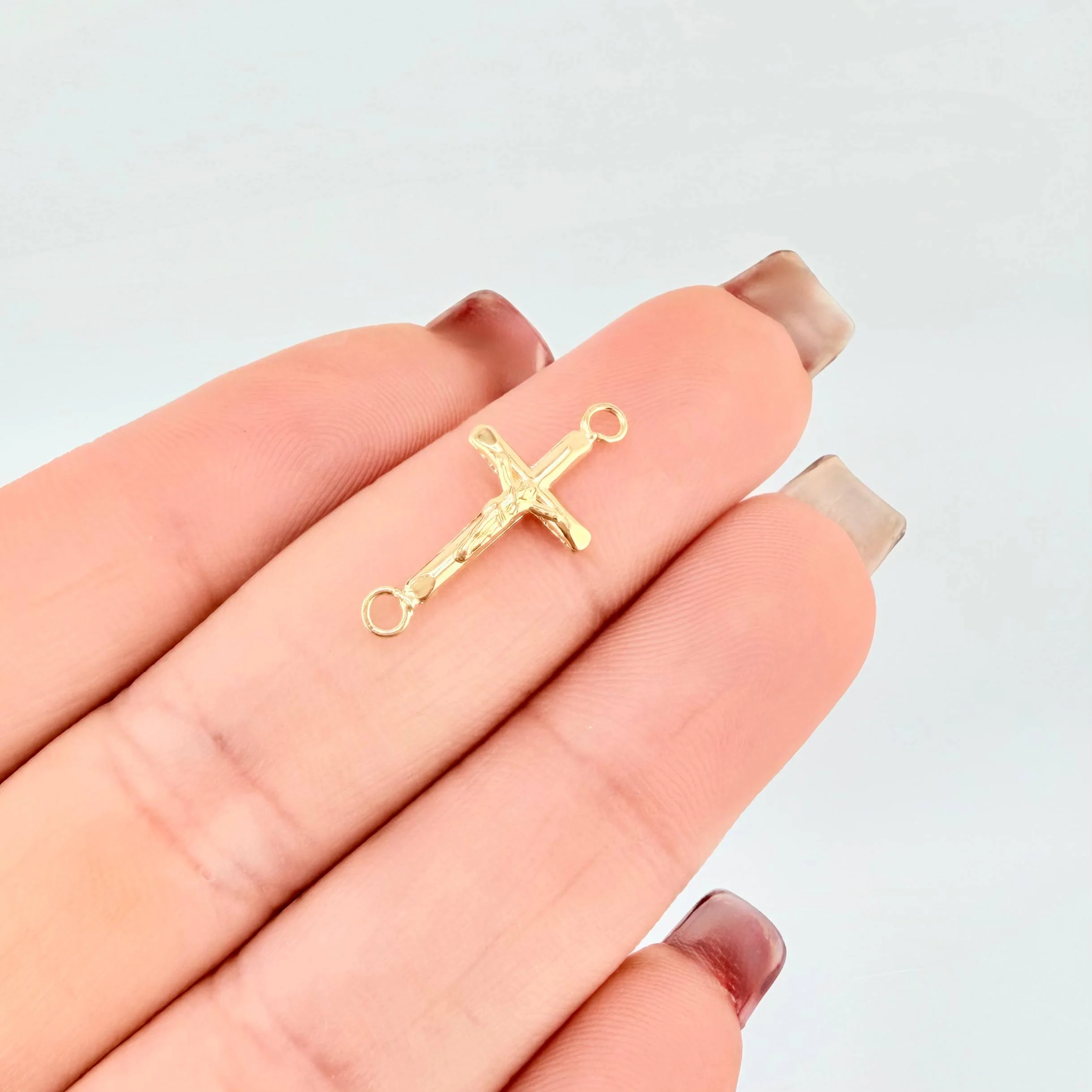 Herraje Cruz Cristo Puntas Planas 0.5gr / 2.5cm / Oro Amarillo 18K - Image 3