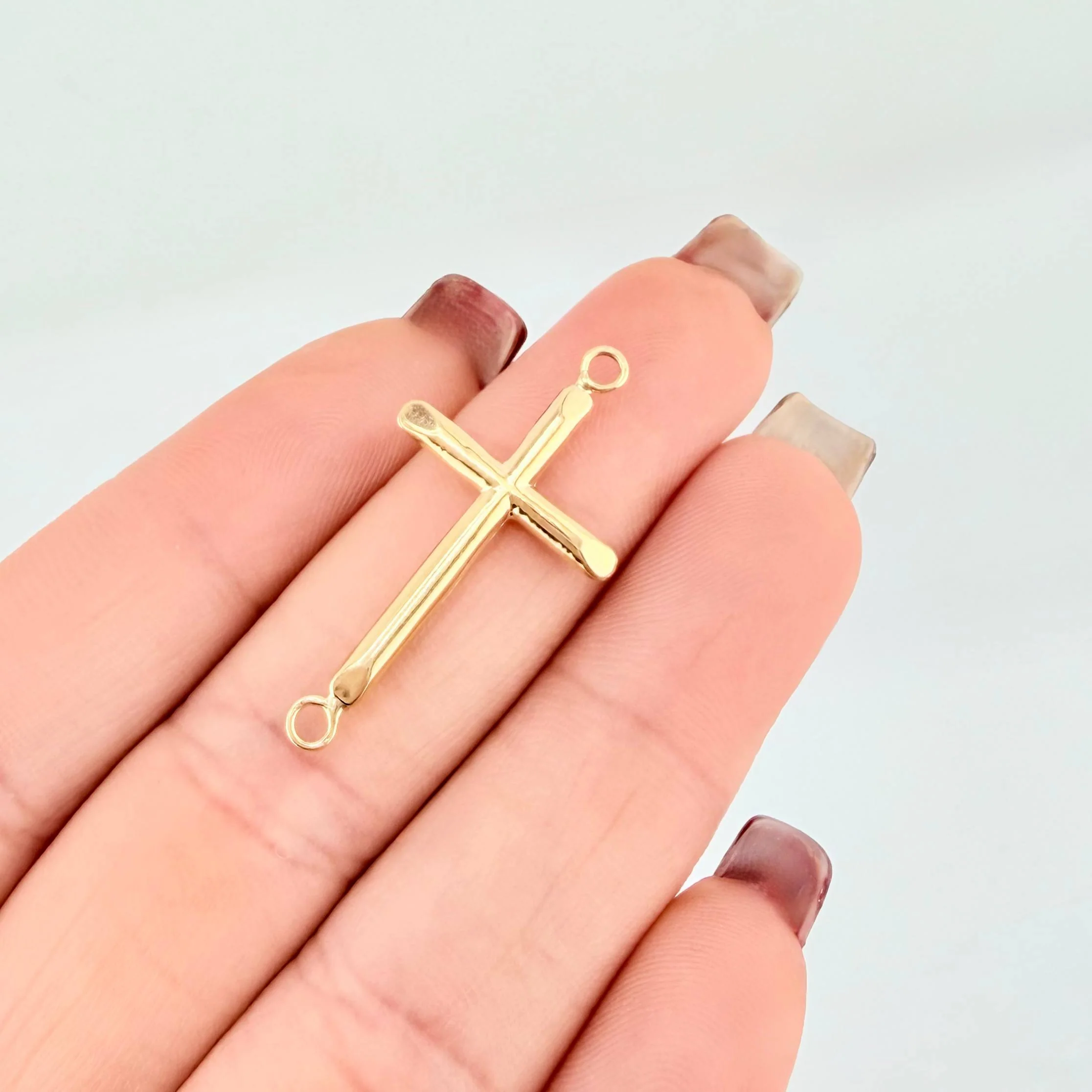 Herraje Cruz Lisa 0.8gr / 3cm / Oro Amarillo 18K * - Image 4