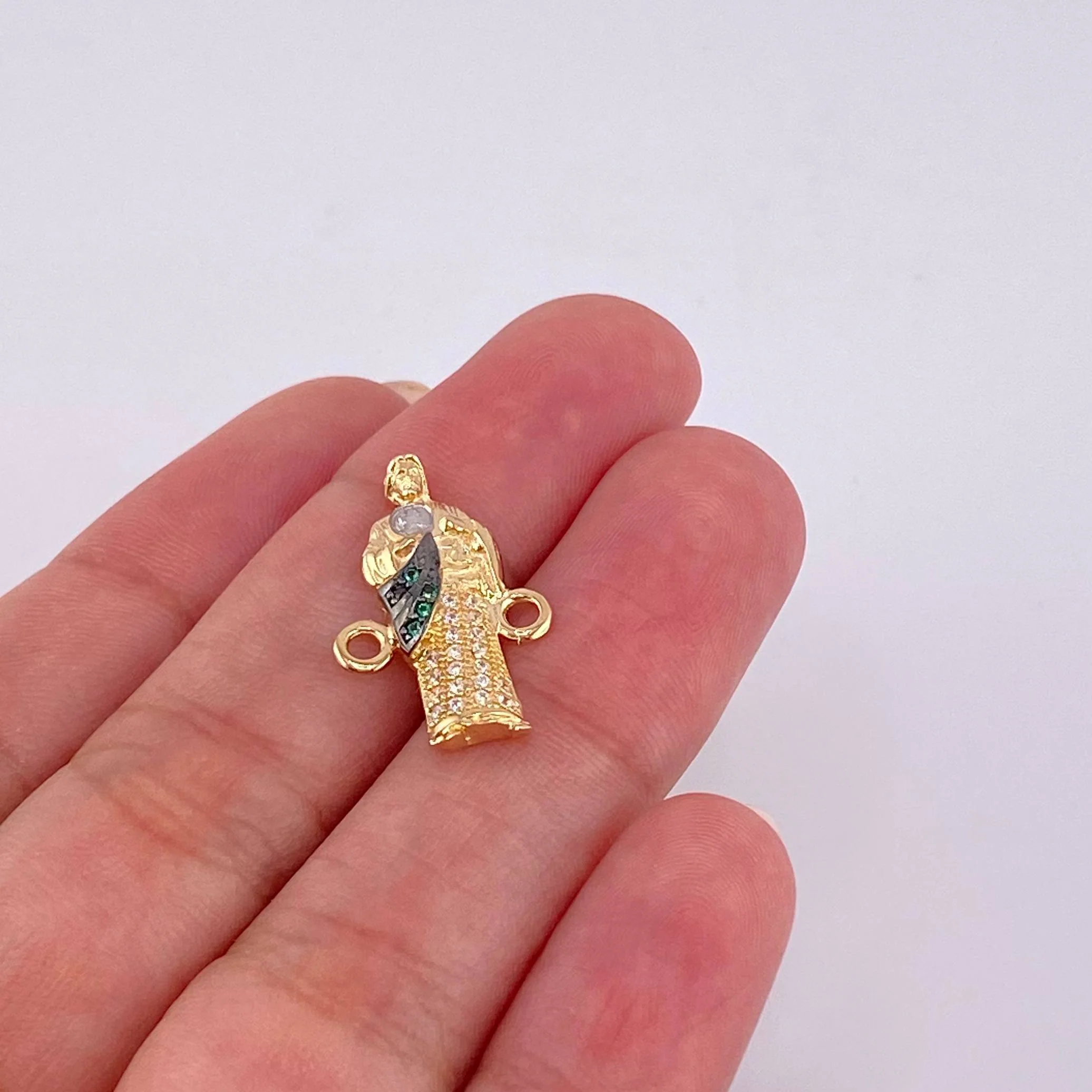 Herraje Judas Tadeo 1.9 g / 2 cm Dos Oros Amarillo Blanco 18K - Image 3