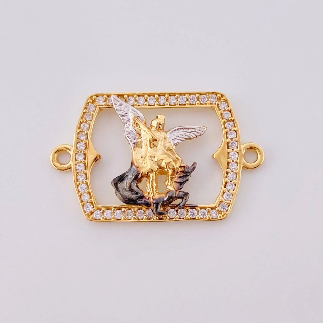 Herraje Marco San Miguel Arcangel 1.9 g / 2.5 cm Dos Oros Amarillo Blanco 18K