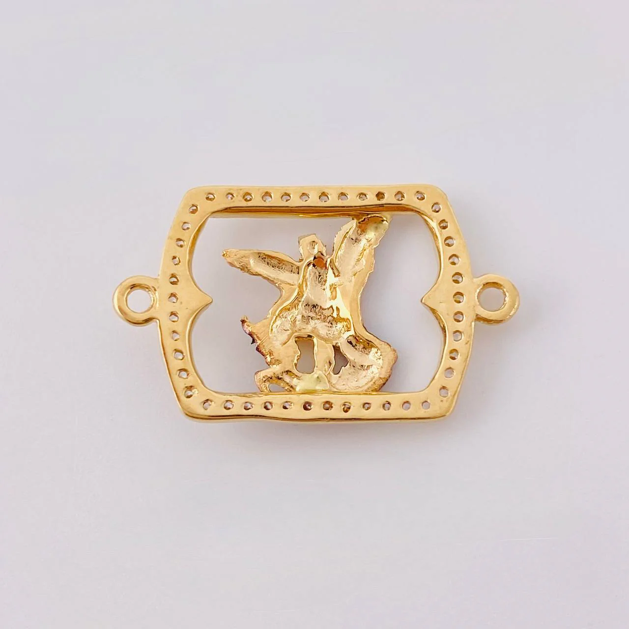 Herraje Marco San Miguel Arcangel 1.9 g / 2.5 cm Dos Oros Amarillo Blanco 18K - Image 2