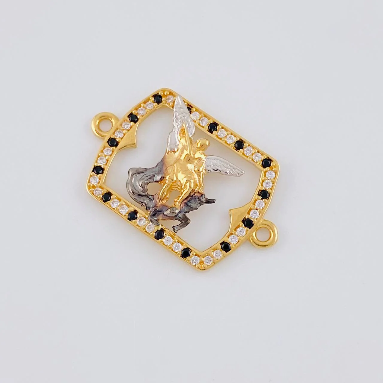 Herraje Marco San Miguel Arcangel 1.9 g / 2.5 cm Dos Oros Amarillo Blanco 18K - Image 2