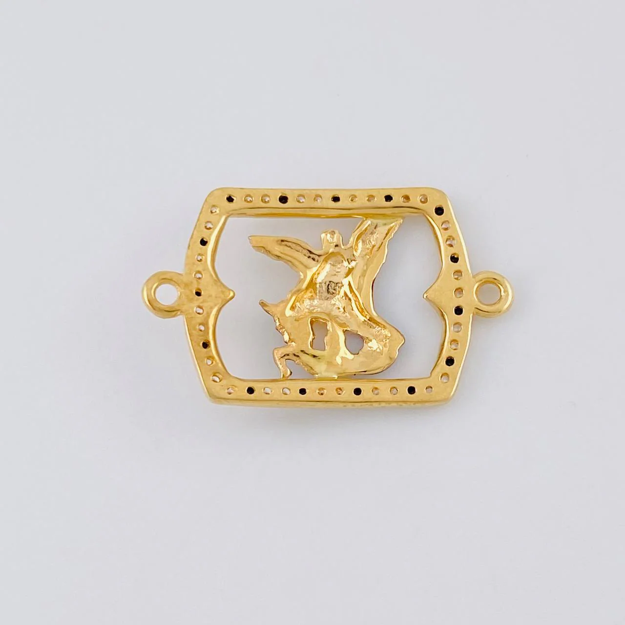 Herraje Marco San Miguel Arcangel 1.9 g / 2.5 cm Dos Oros Amarillo Blanco 18K - Image 3