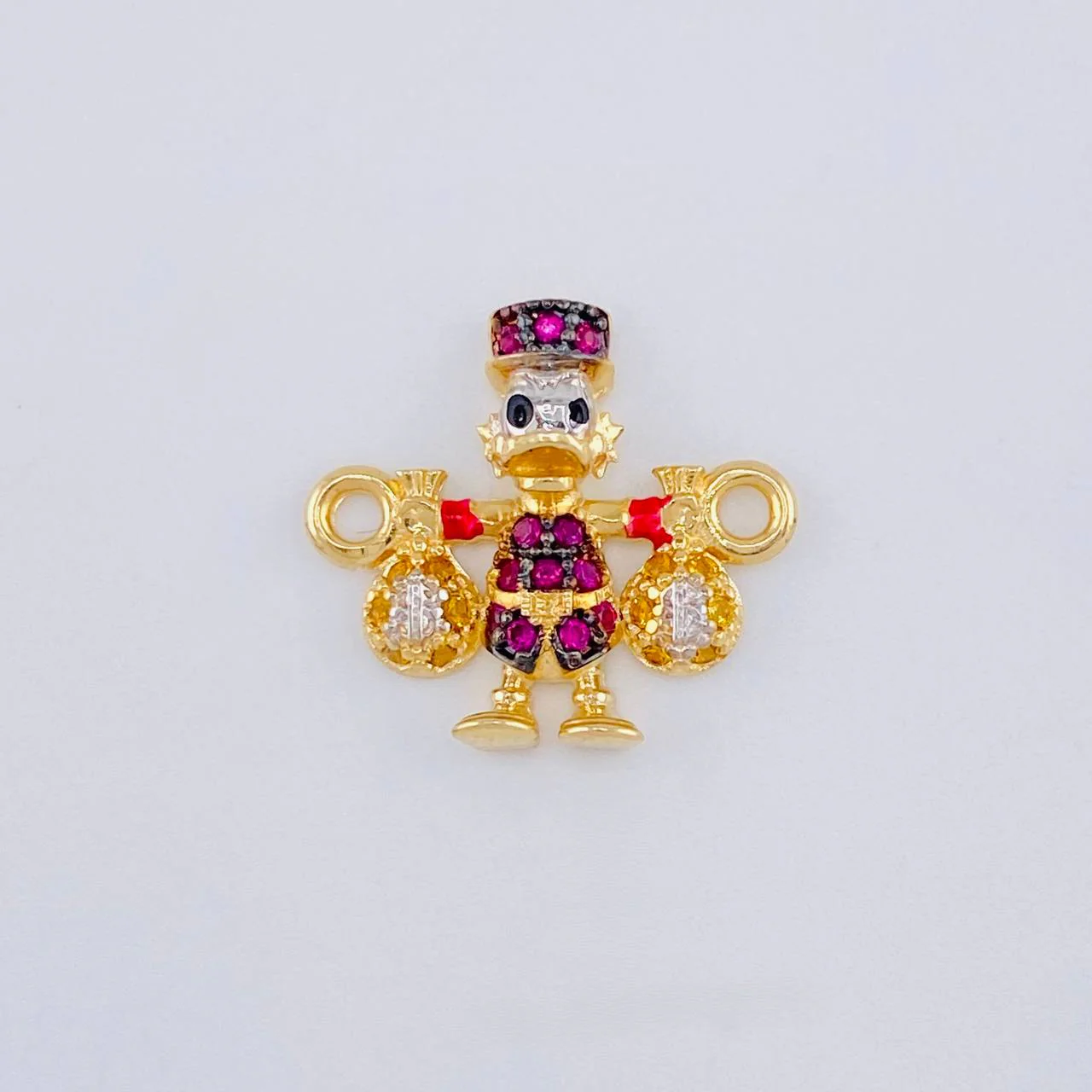 Herraje Pato Bolsa Dinero 1.5 g / 1.6 cm Dos Oros Amarillo Blanco 18K