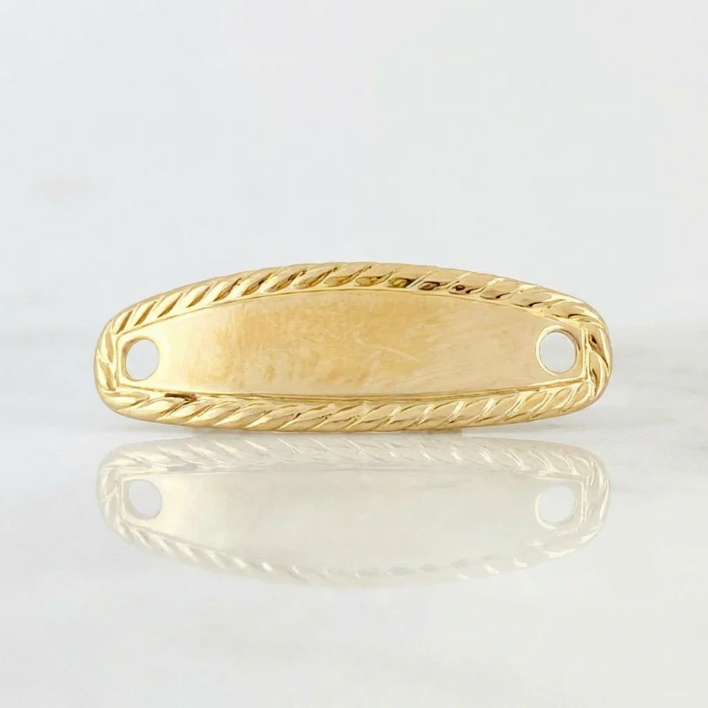 Herraje Placa Ovalada Bordeada 0.25 g / 2.2 cm Oro Amarillo 18K