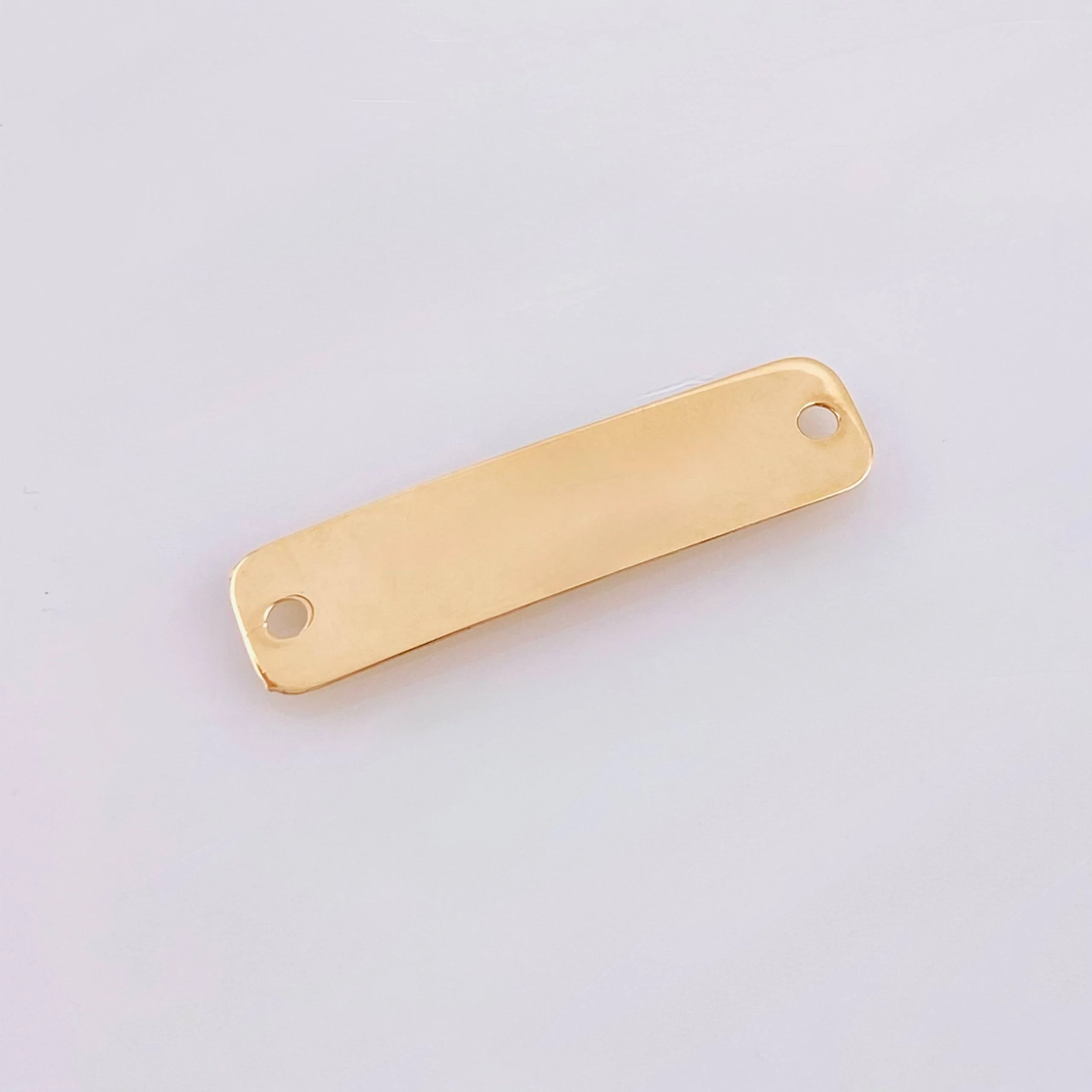 Herraje Placa Rectancular Ovalada 0.8gr / 3cm / 6.9mm Oro Amarillo 18K