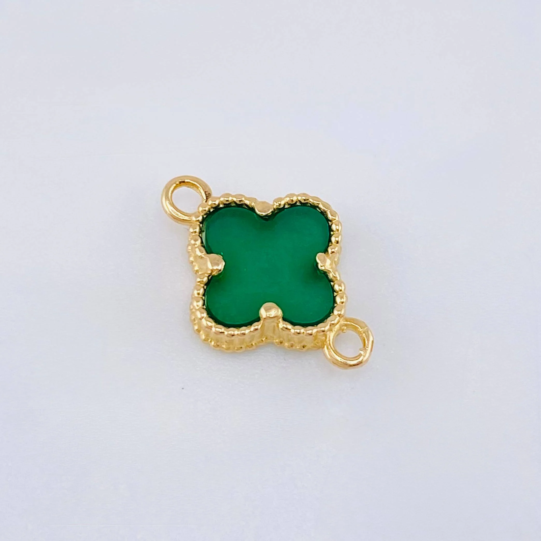 Herraje Trebol Malaquita Verde 0.9gr / 1.5cm / Oro Amarillo Nac.Esp. 18K - Image 2