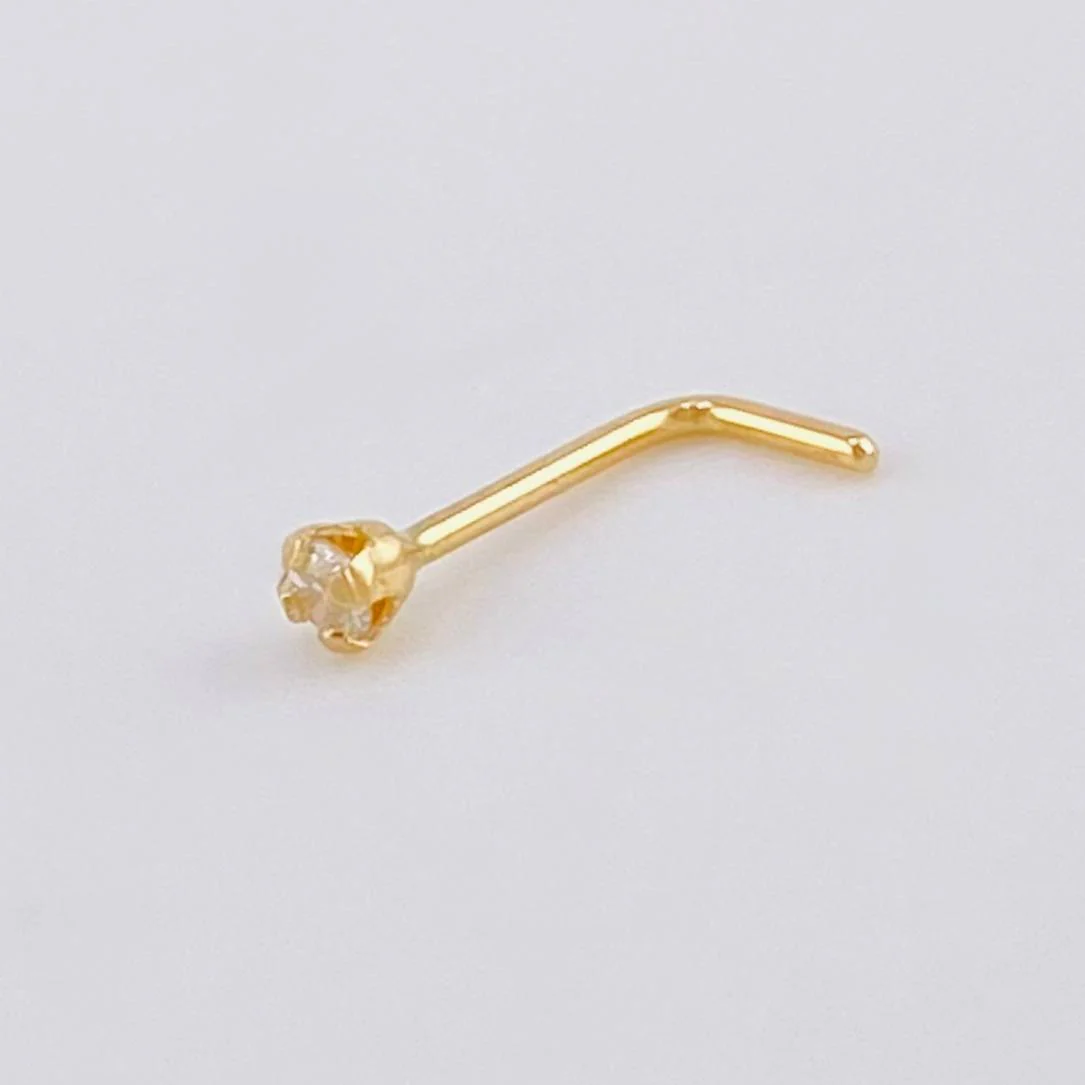 Piercing Chispa Blanca 0.1 g / 1 cm Oro Amarillo 18K - Image 2
