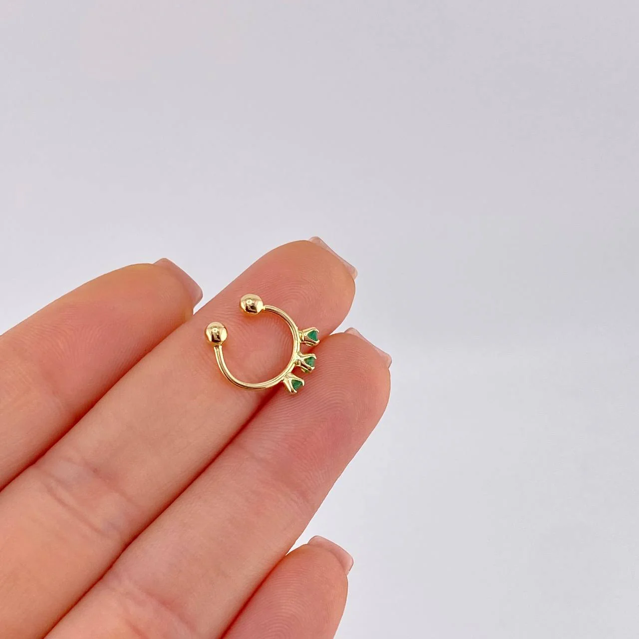 Piercing Green Crown Esmeraldas 18Pts 0.6 g / 2.4 cm Oro Amarillo 18K - Image 2