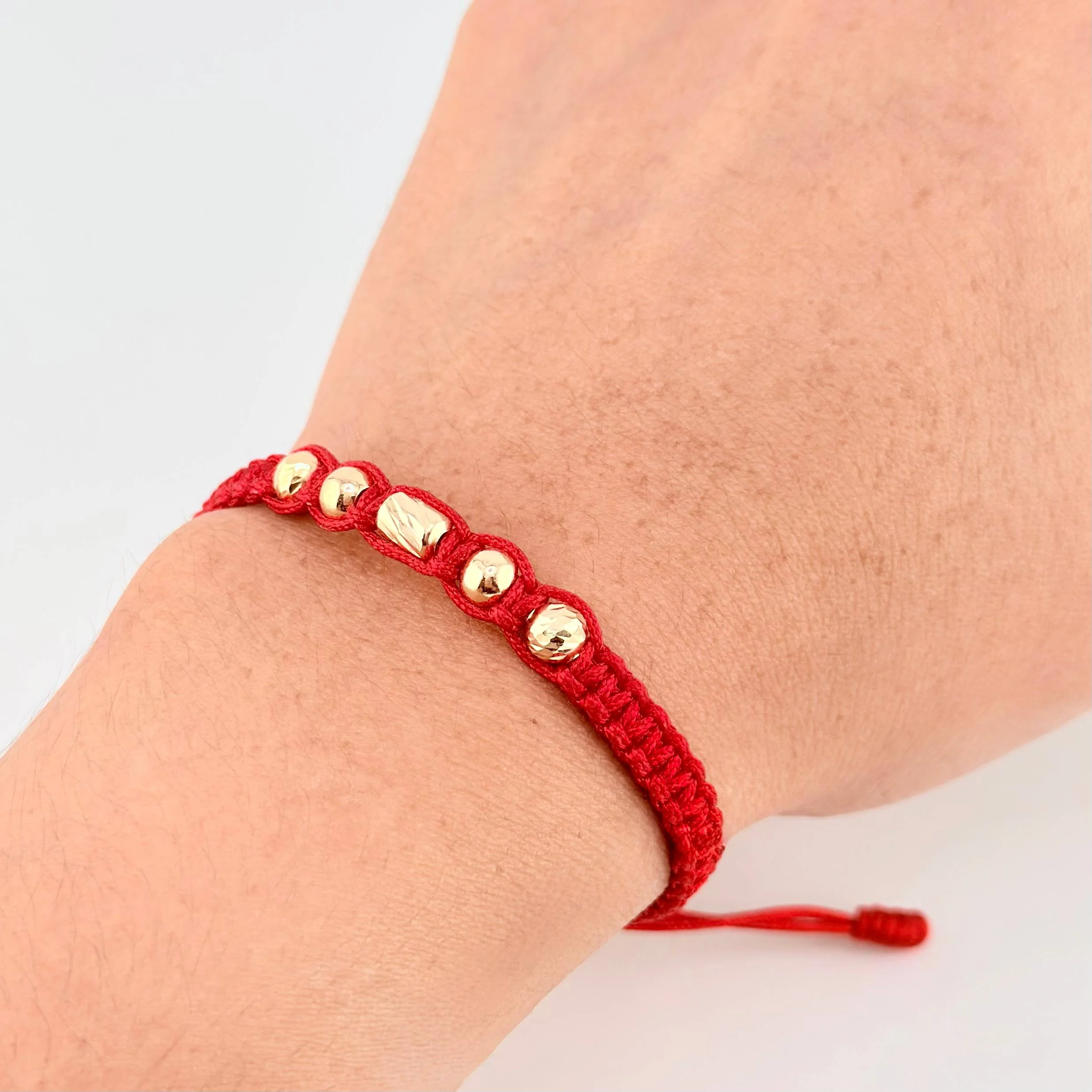 Pulsera Roja Cilindro Central 5und / 4mm-5mm Oro Amarillo 18K © - Image 4