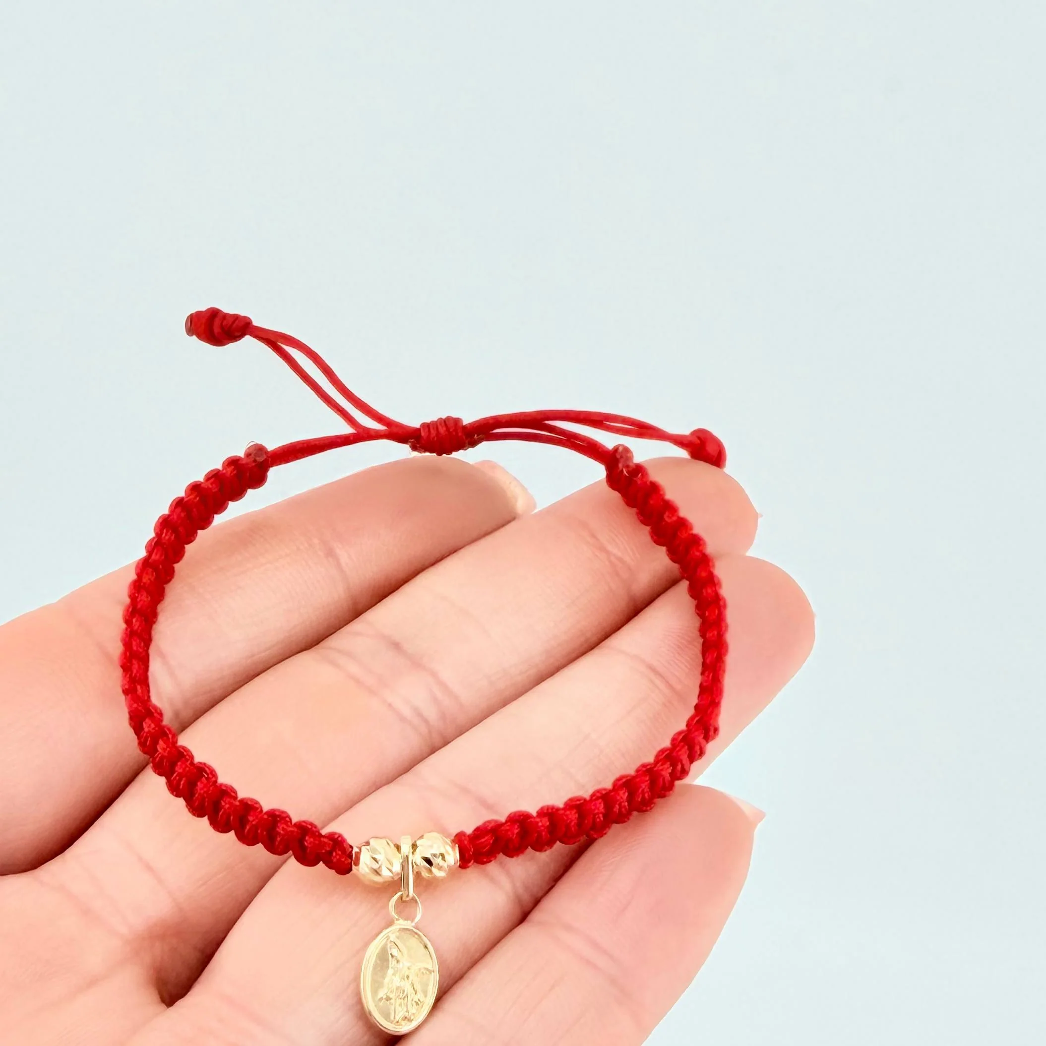 Pulsera Roja San Miguel Bolas Diamantadas 2und / Oro Amarillo 18K © - Image 3