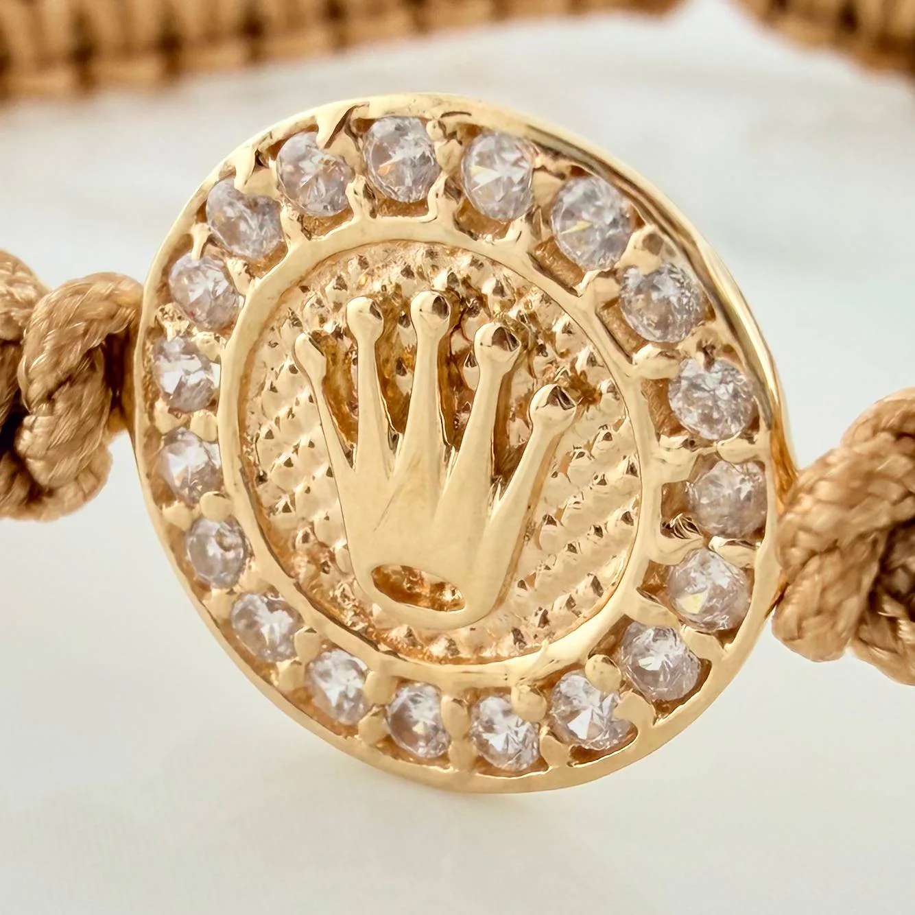 Pulsera Tejida Caqui Corona 4Mm 8 Und Oro Amarillo 18K - Image 2
