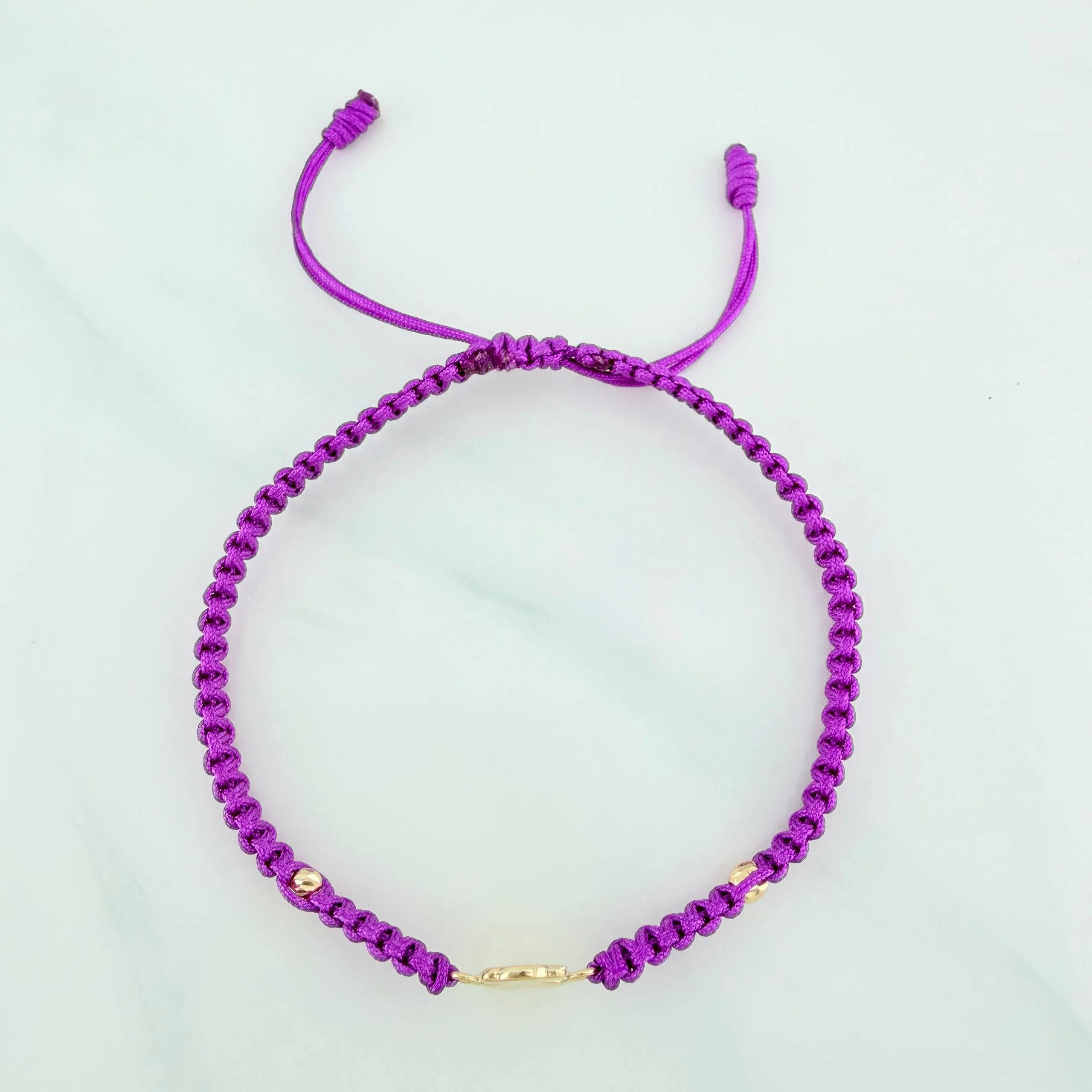 Pulsera Tejida Morada Oso Ts 3Mm 2 Und Oro Amarillo 18K - Image 2
