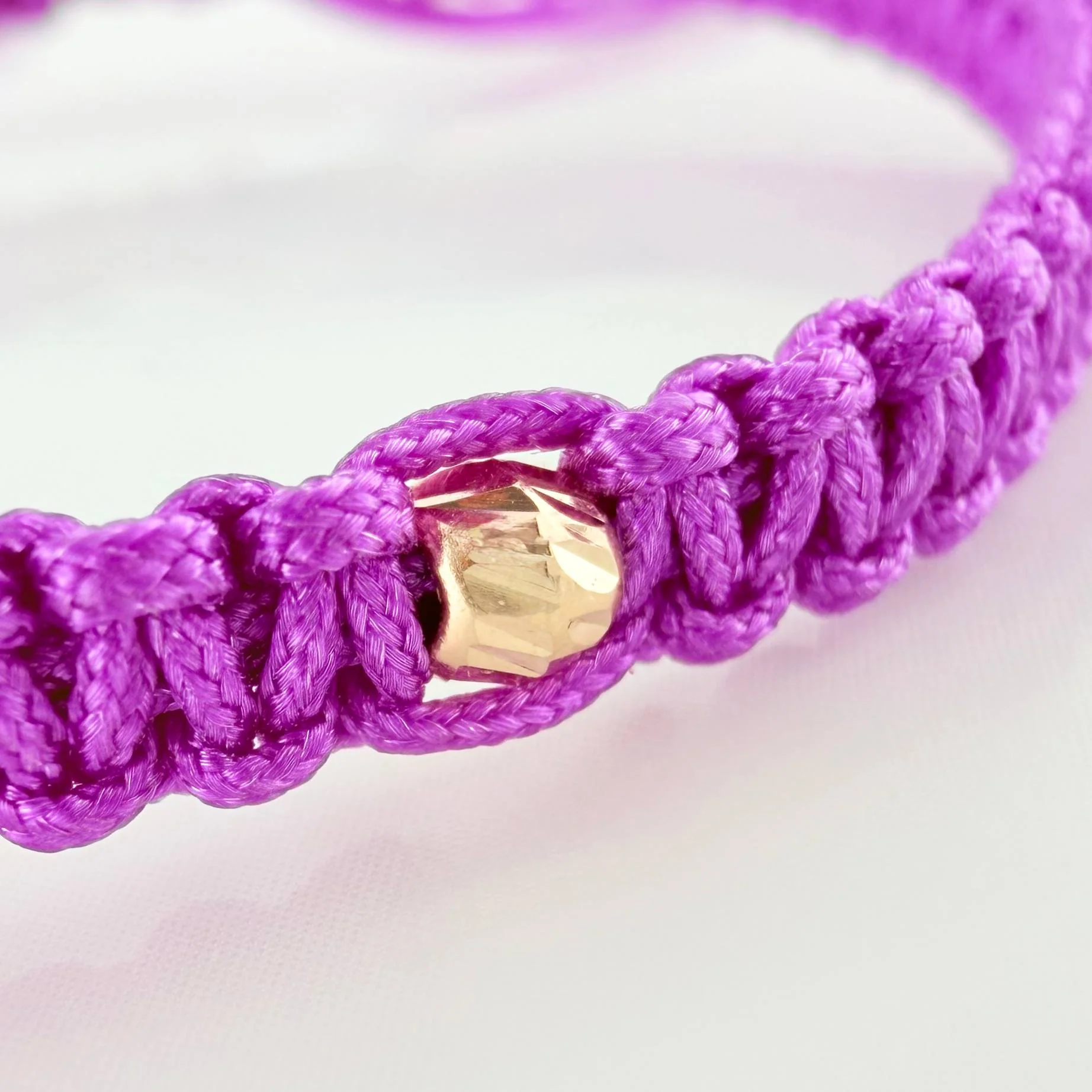 Pulsera Tejida Morada Oso Ts 3Mm 2 Und Oro Amarillo 18K - Image 4