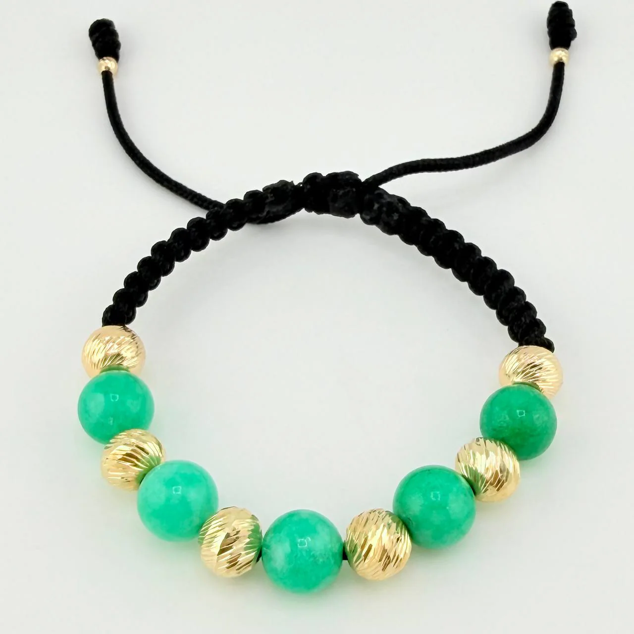 Pulsera Tejida Morrallas Bolas Diamantadas 8Mm-7Mm-3Mm Oro Amarillo 18K - Image 4