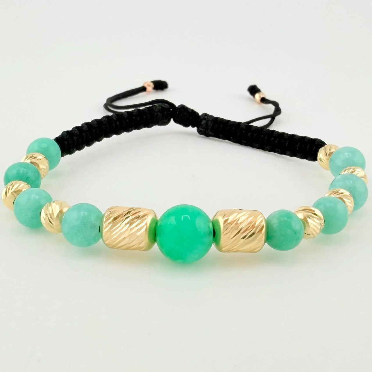 Pulsera Tejida Morrallas Cilindros 6Mm-5Mm-3Mm Dos Oros Amarillo Rosa 18K