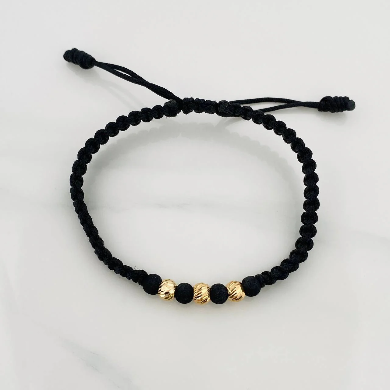 Pulsera Tejida Negra 5Mm / 3Und Oro Amarillo 18K - Image 3