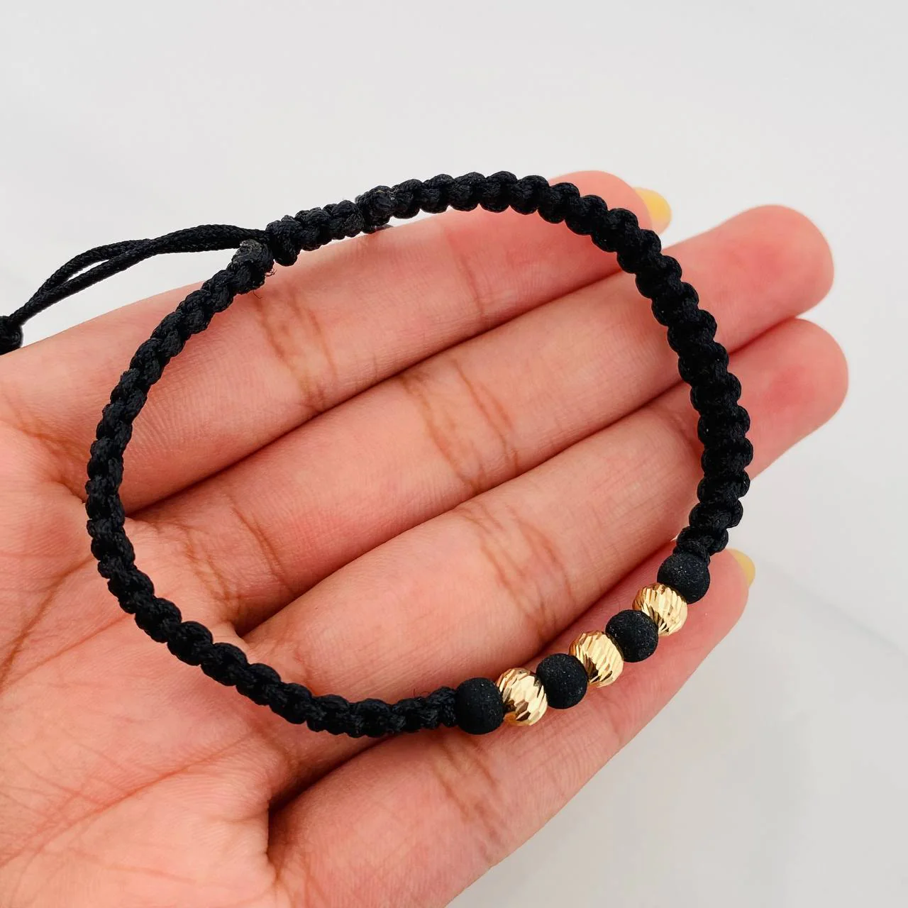 Pulsera Tejida Negra 5Mm / 3Und Oro Amarillo 18K - Image 4