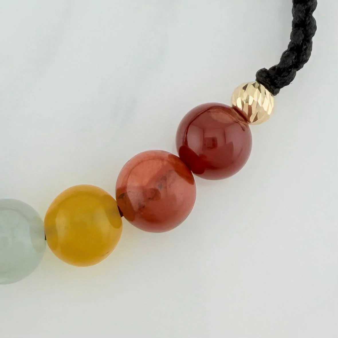 Pulsera Tejida Negra 7 Chakras Oro Amarillo 18K - Image 4