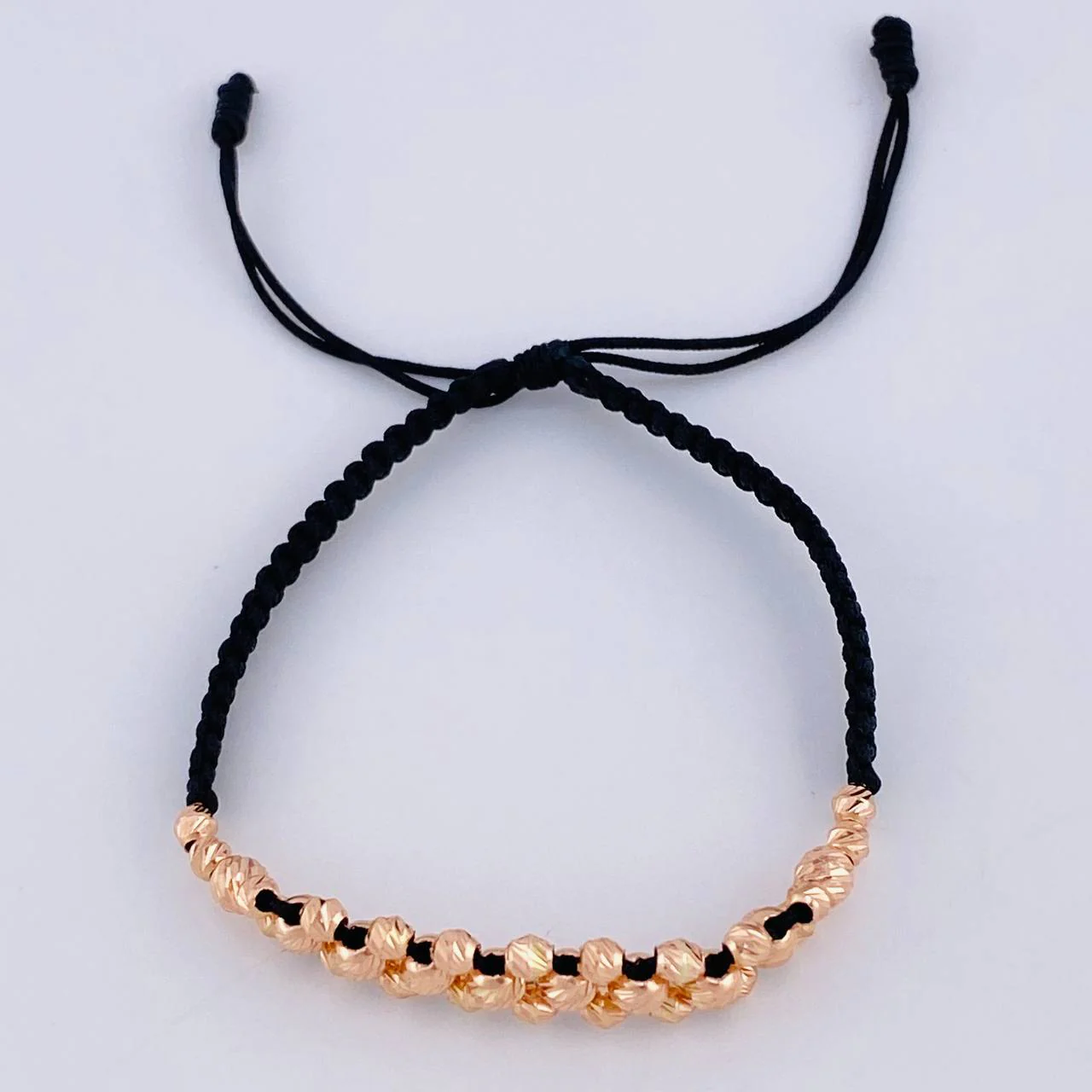 Pulsera Tejida Negra Diamantada 32 Und / 3Mm- 4Mm Oro Rosa 18K (A.C) - Image 2