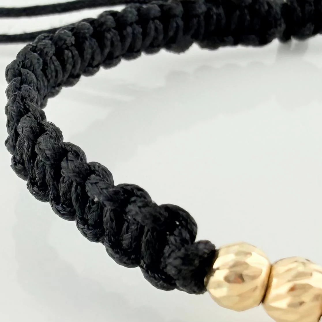 Pulsera Tejida Negra Mamá 4Mm 8 Und Oro Amarillo 18K - Image 4