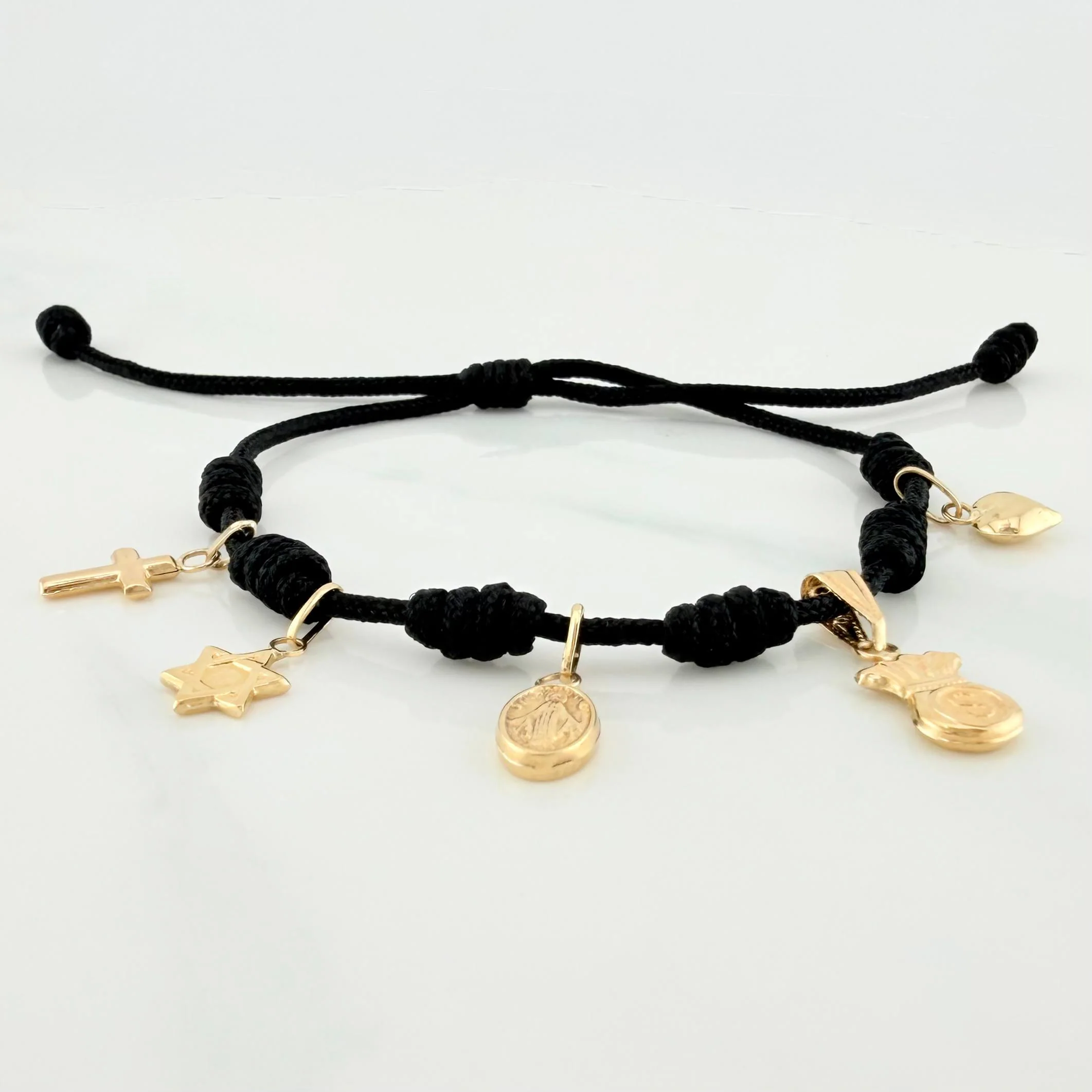 Pulsera Tejida Negra Seis Nudos Oro Amarillo 18K - Image 2