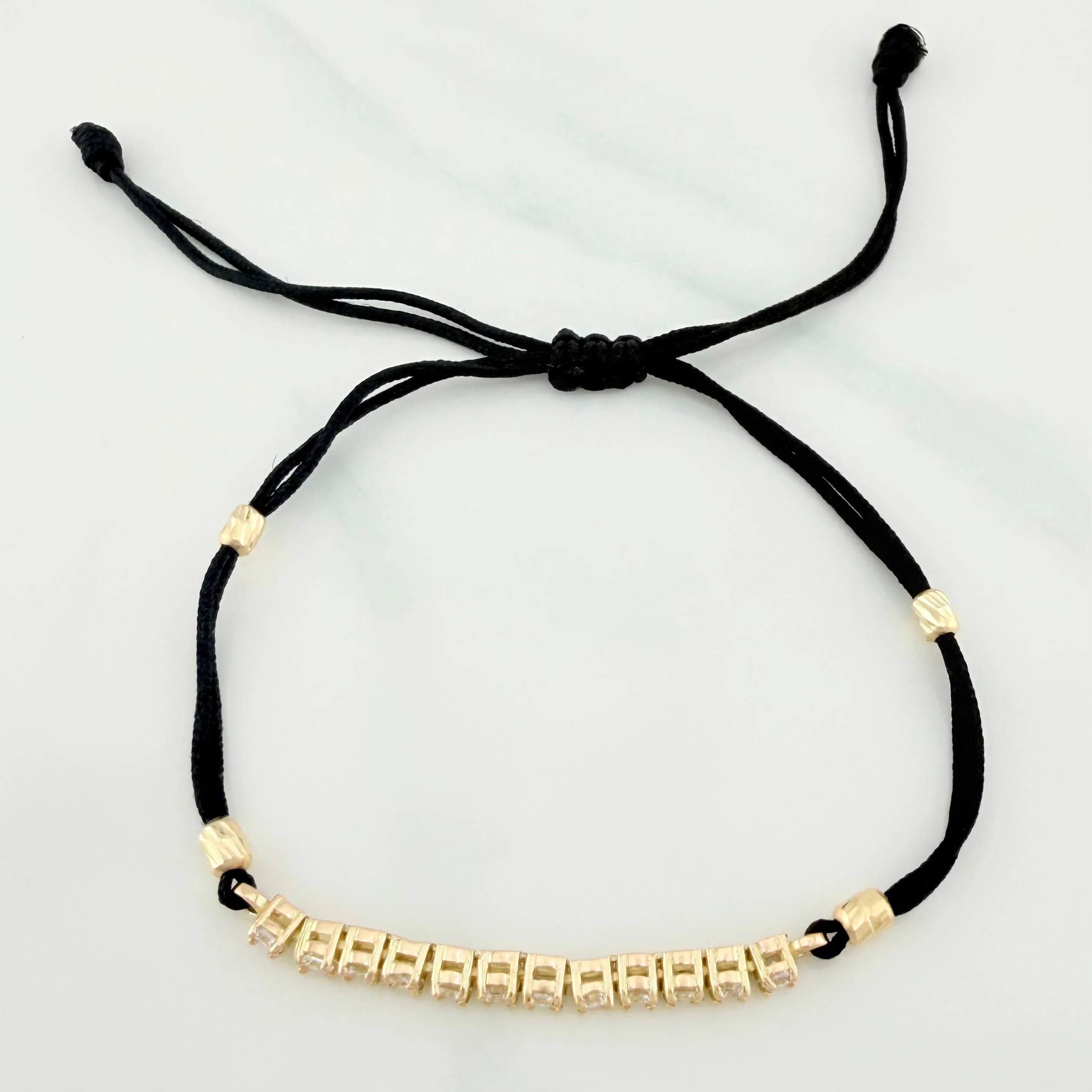 Pulsera Tejida Negra Tennis Oro Amarillo 18K - Image 3
