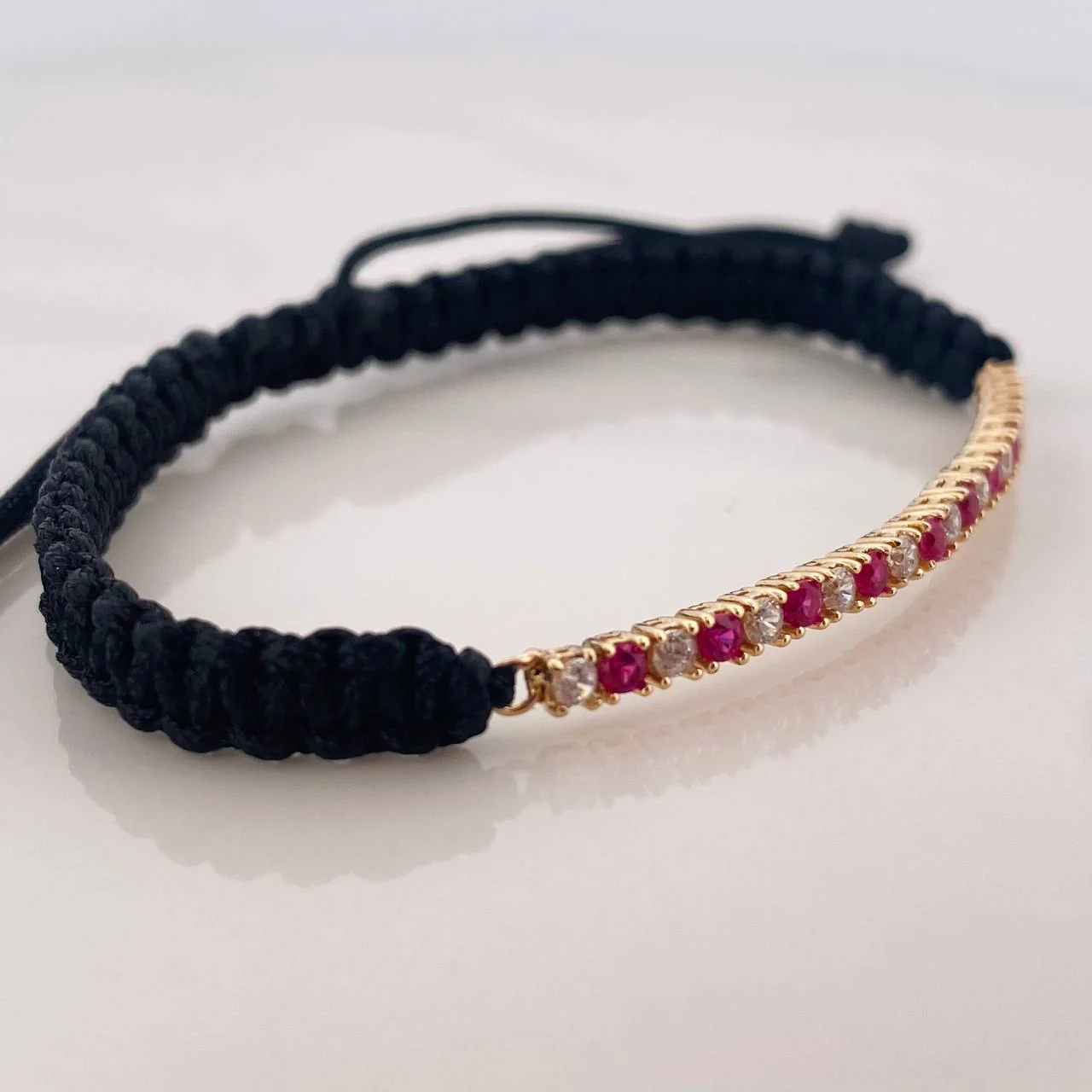 Pulsera Tejida Negra Tennis Oro Amarillo 18K - Image 3