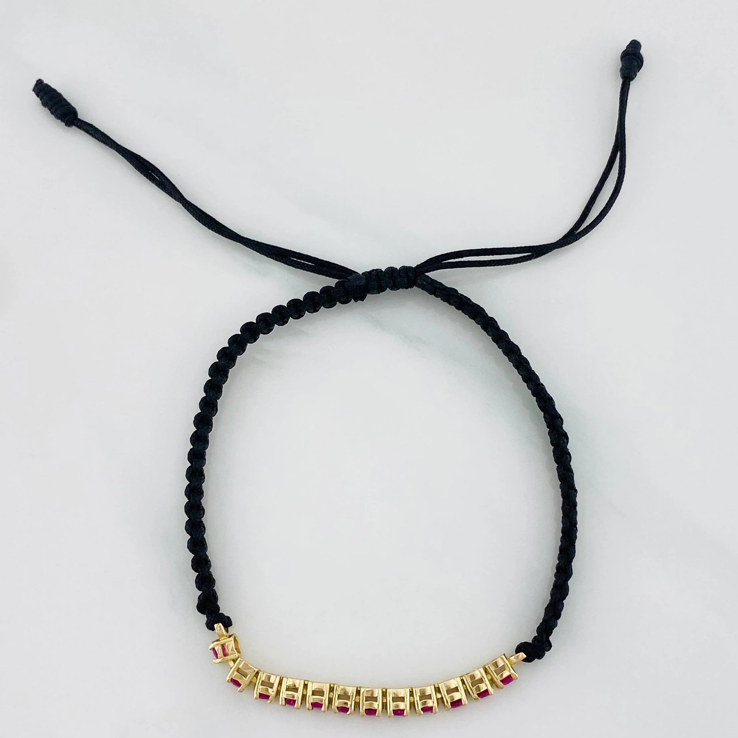 Pulsera Tejida Negro Tennis Oro Amarillo 18K