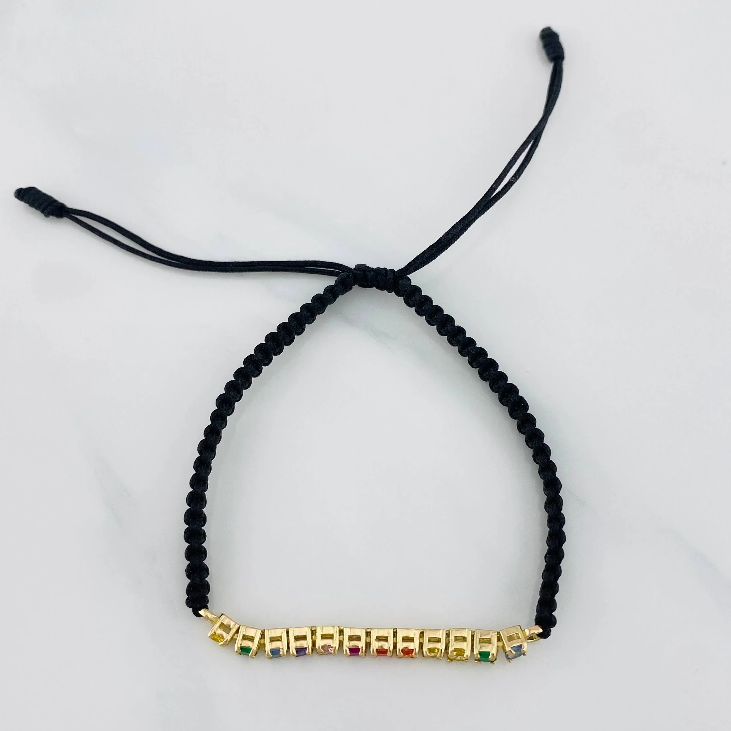 Pulsera Tejida Negro Tennis Oro Amarillo 18K