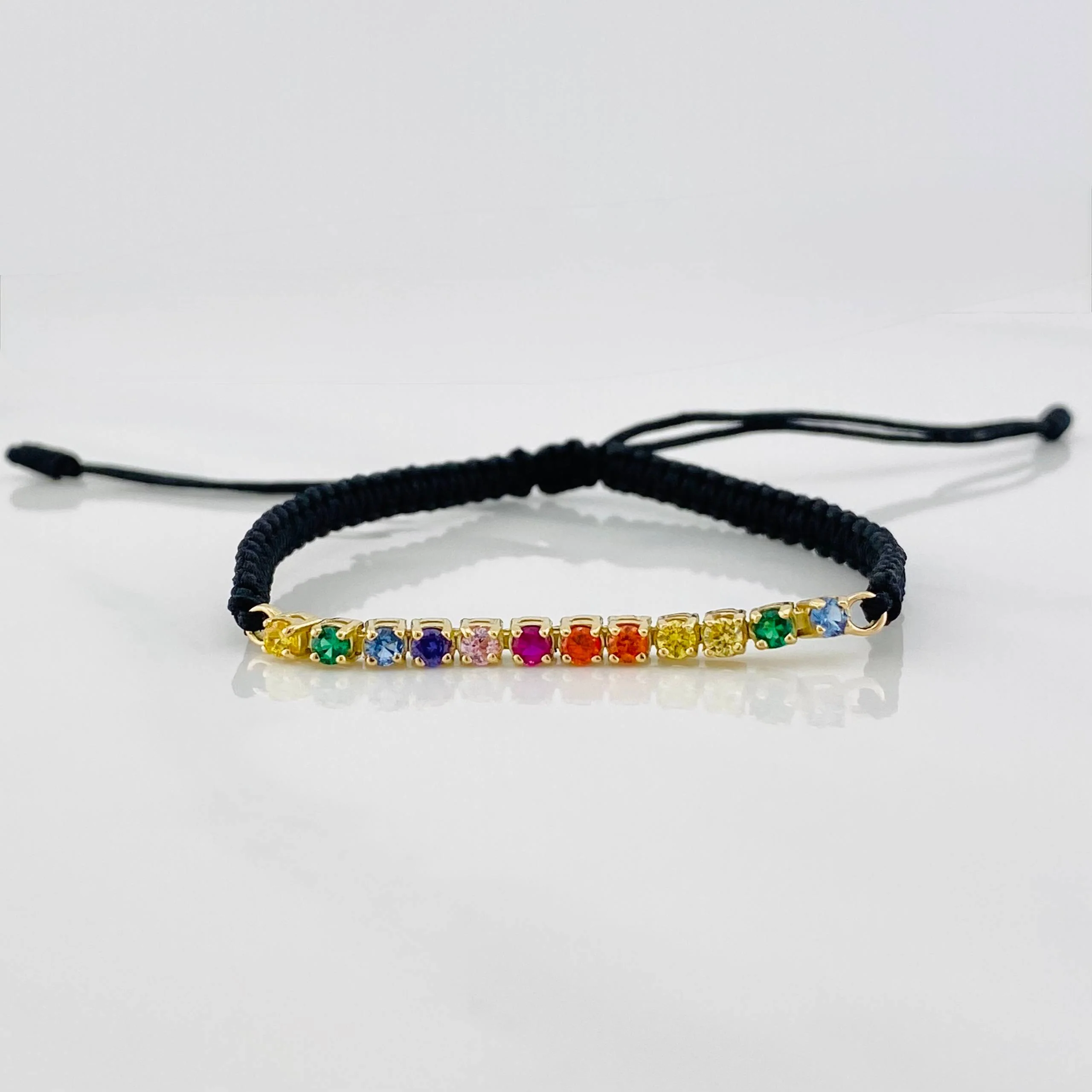 Pulsera Tejida Negro Tennis Oro Amarillo 18K - Image 2