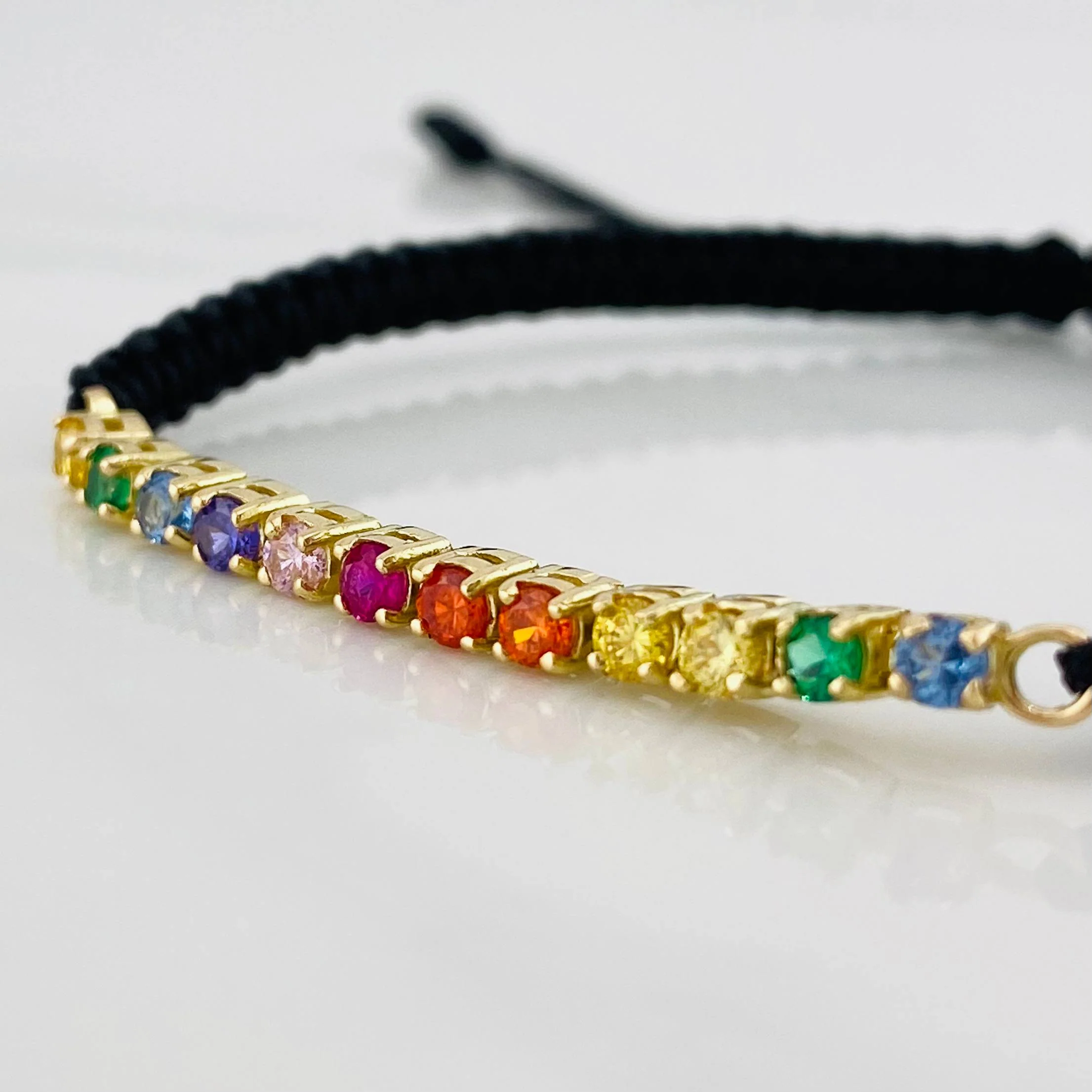 Pulsera Tejida Negro Tennis Oro Amarillo 18K - Image 3