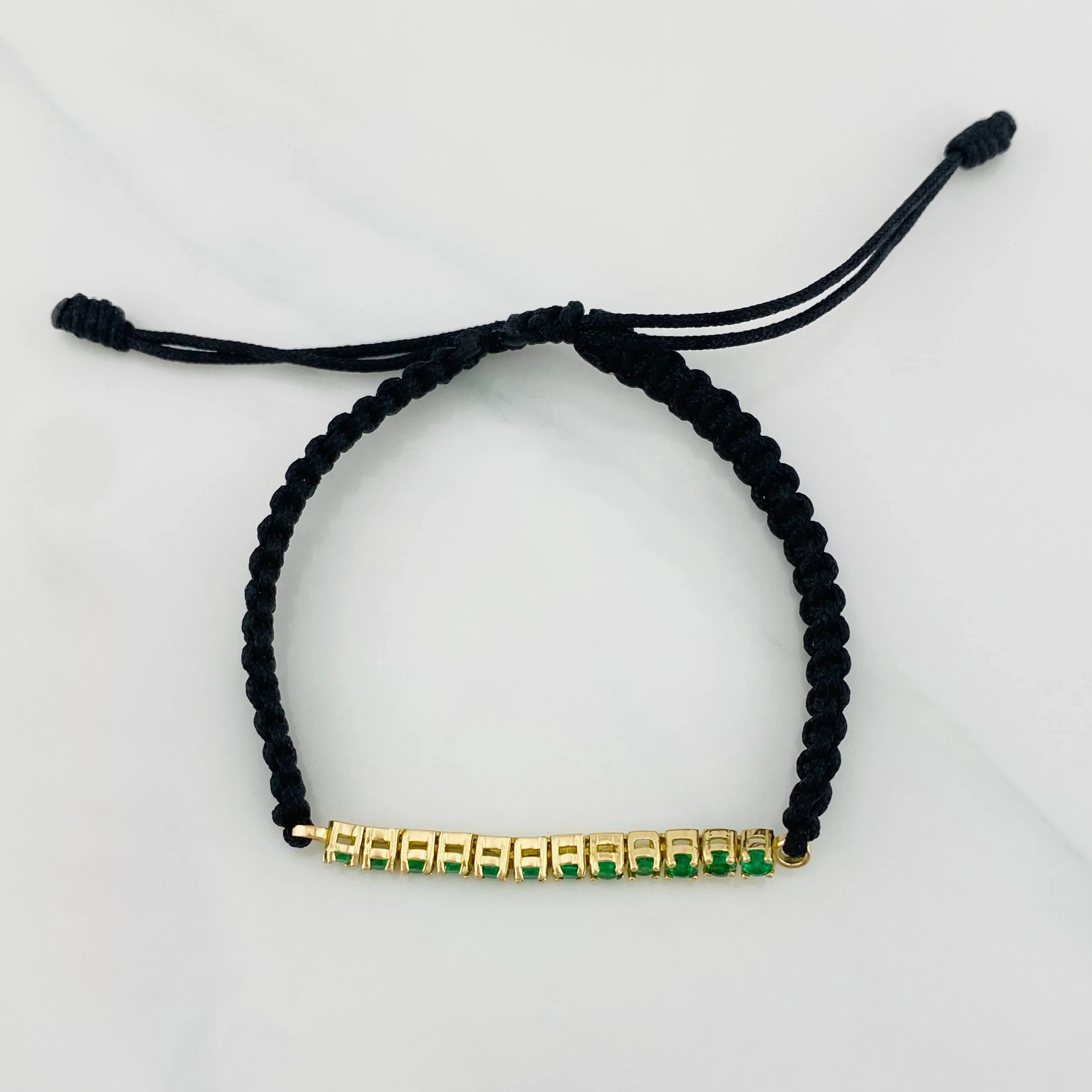 Pulsera Tejida Negro Tennis Oro Amarillo 18K
