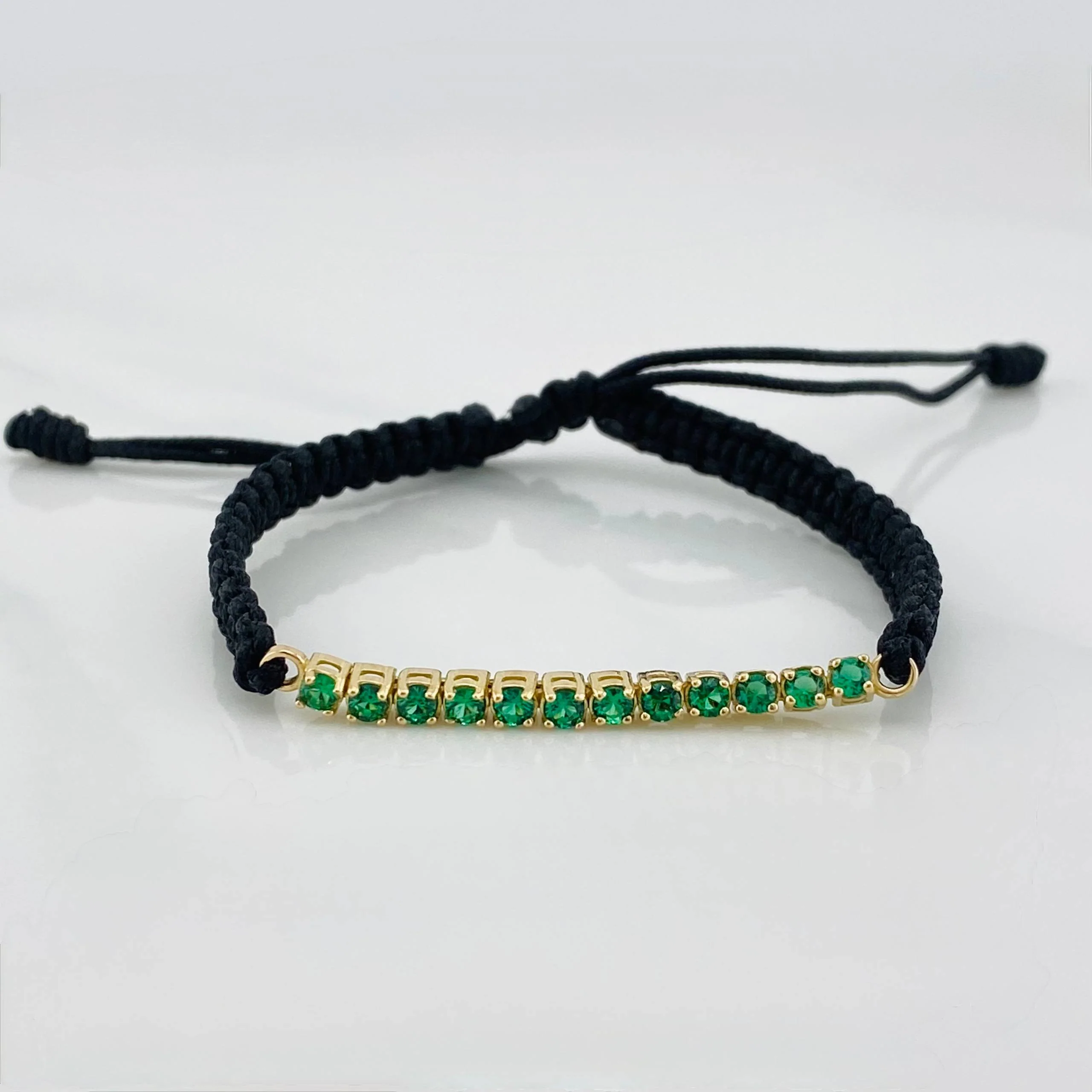 Pulsera Tejida Negro Tennis Oro Amarillo 18K - Image 2