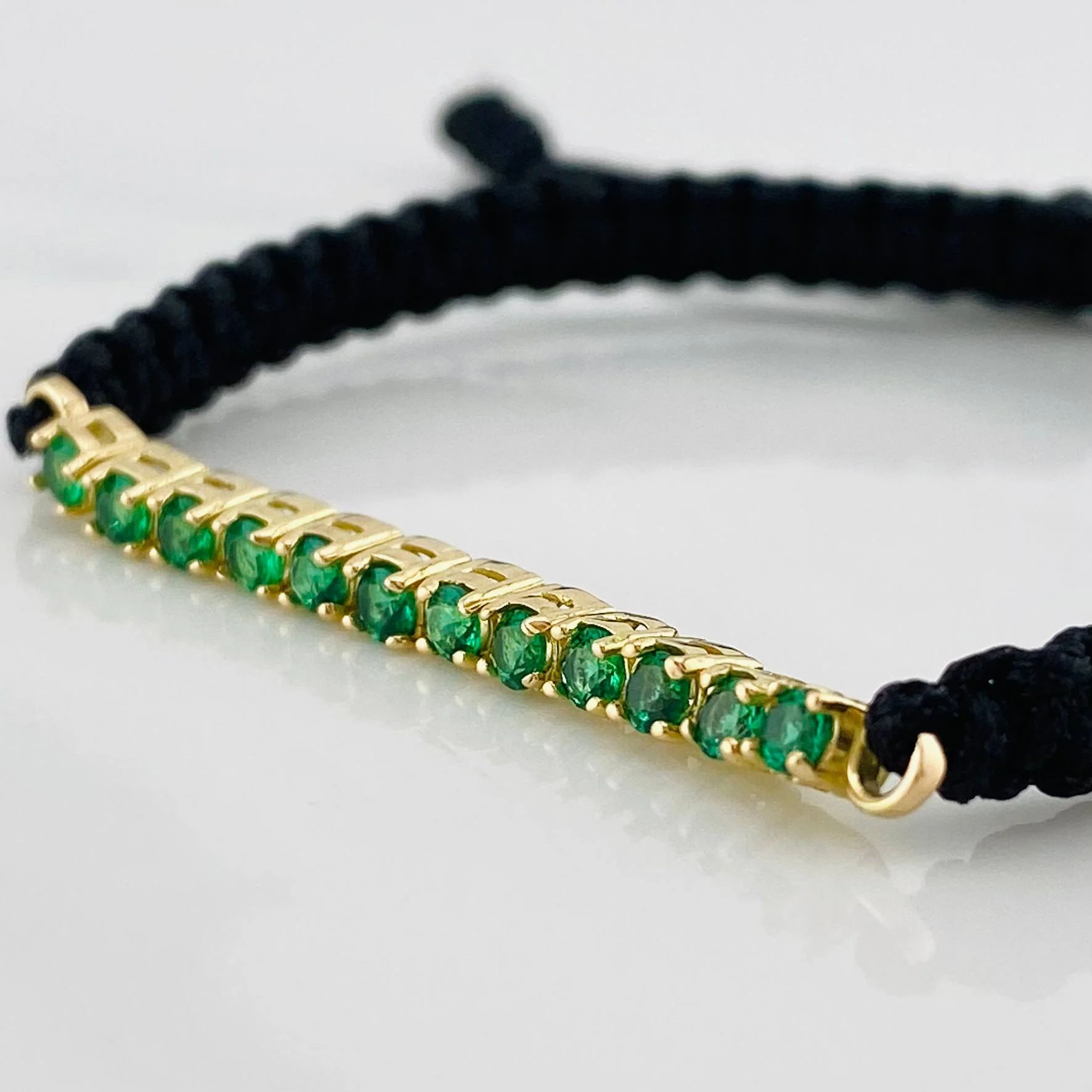 Pulsera Tejida Negro Tennis Oro Amarillo 18K - Image 3